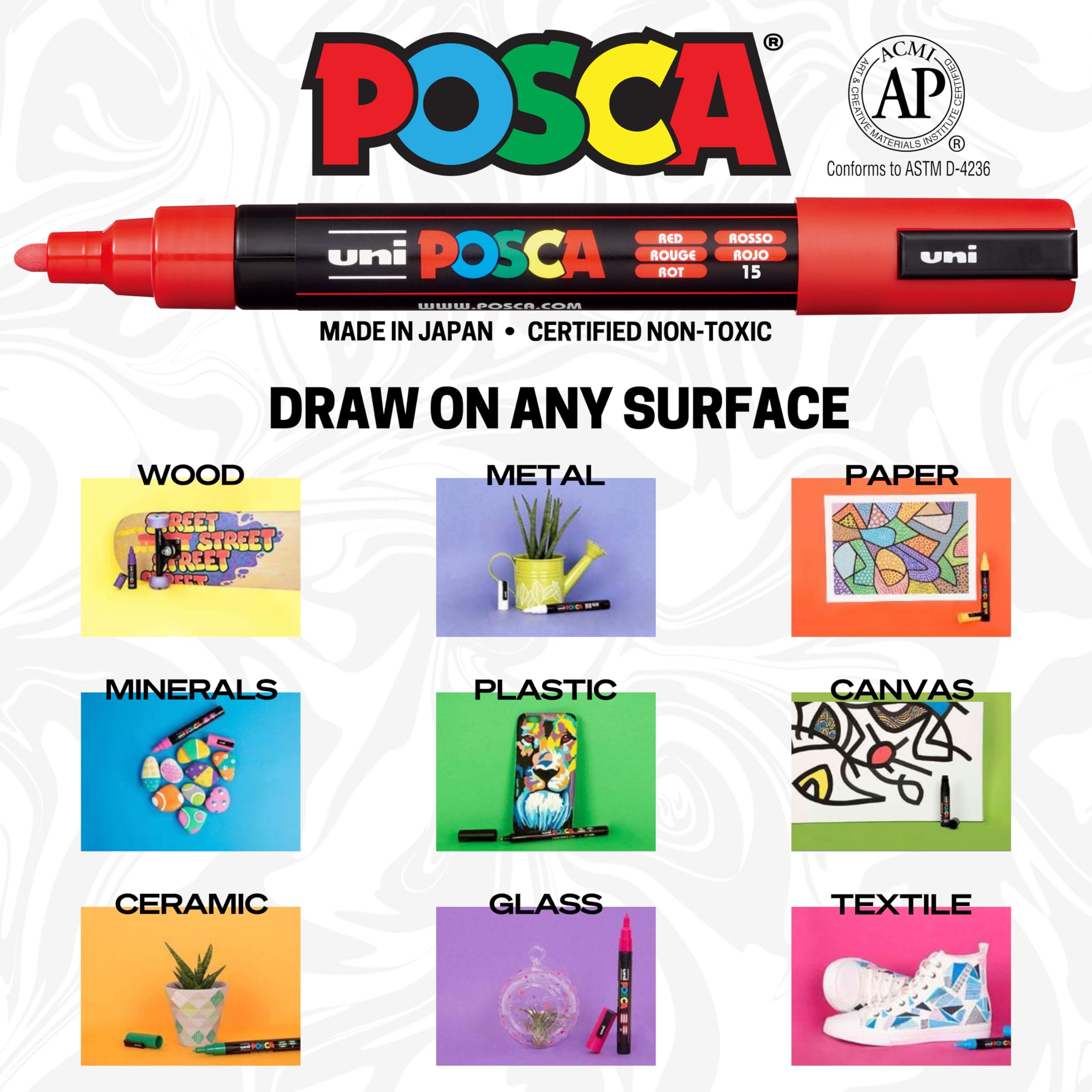 Foto 7 pulgar | Juego De Rotuladores De Pintura Acrílica Uni Posca De 8 Puntas, Color Blanco, No Tóxico - Venta Internacional.