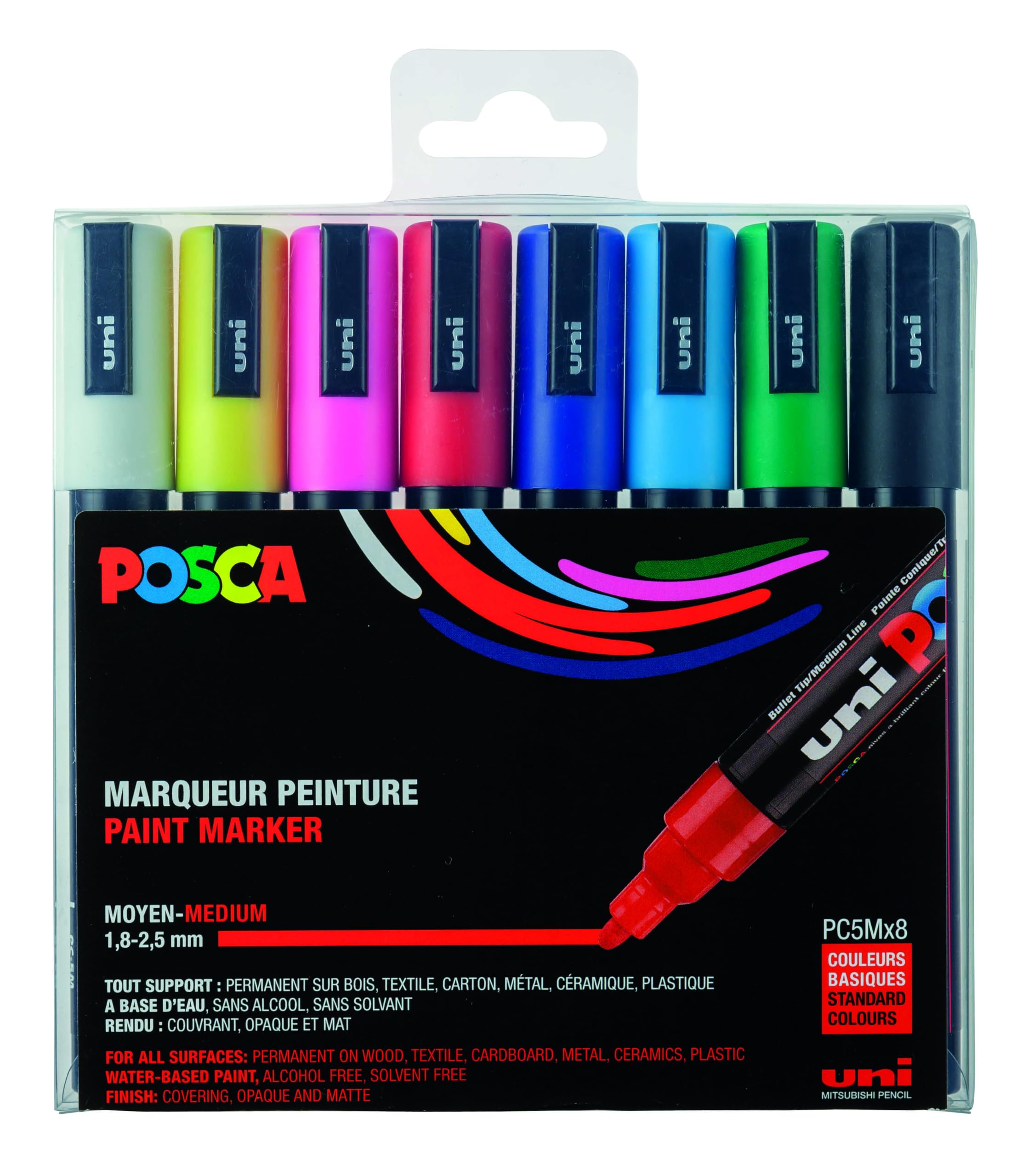 Marcadores Posca De 5 M, Paquete De 8 Unidades, Para Material De Arte Y Material Escolar - Venta Internacional.