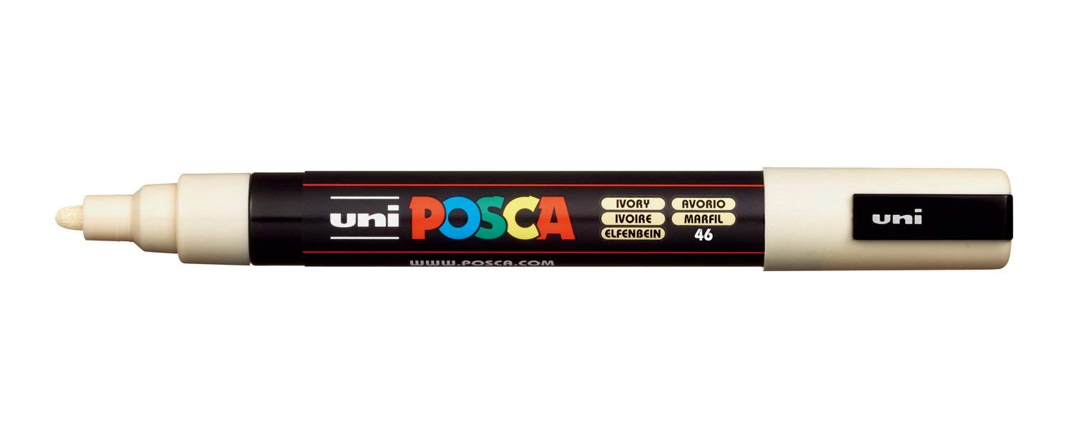Rotulador De Cristal Marker Uni Posca Pc-5m Con Punta Redonda Fina, Color Marfil - Venta Internacional.