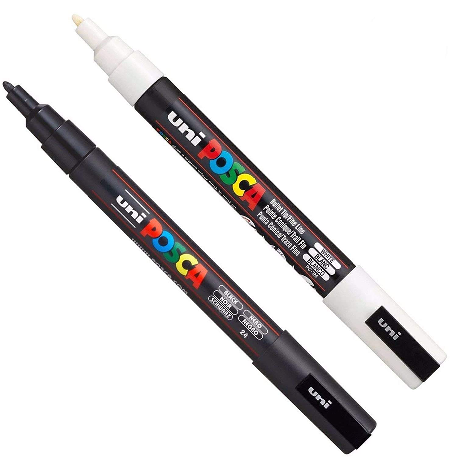 Rotuladores Paint Art Posca Pc-3m Para Tela, Vidrio Y Metal, Negro Y Blanco - Venta Internacional.