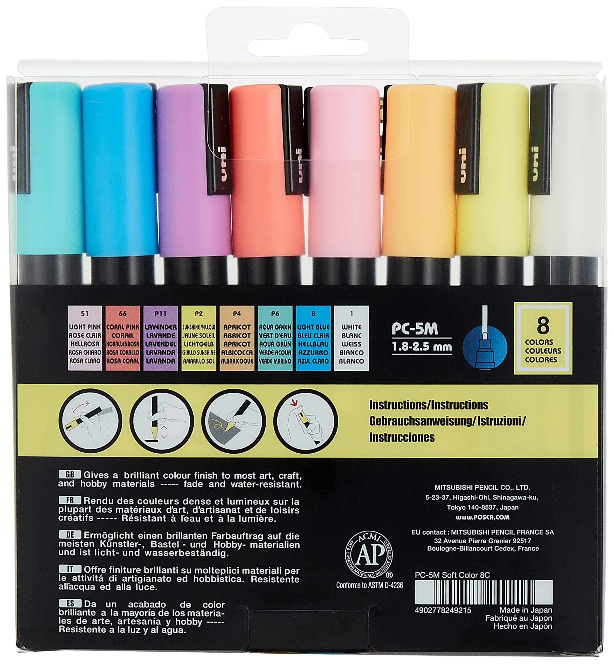 Foto 4 pulgar | Set De Rotuladores Posca Medium Point De 8 Colores Suaves - Venta Internacional.