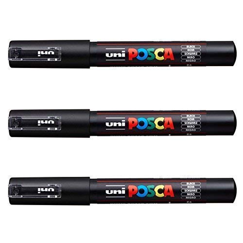 Rotulador Uni-ball Posca Pc-1m Negro A Base De Agua, Paquete De 3 - Venta Internacional.