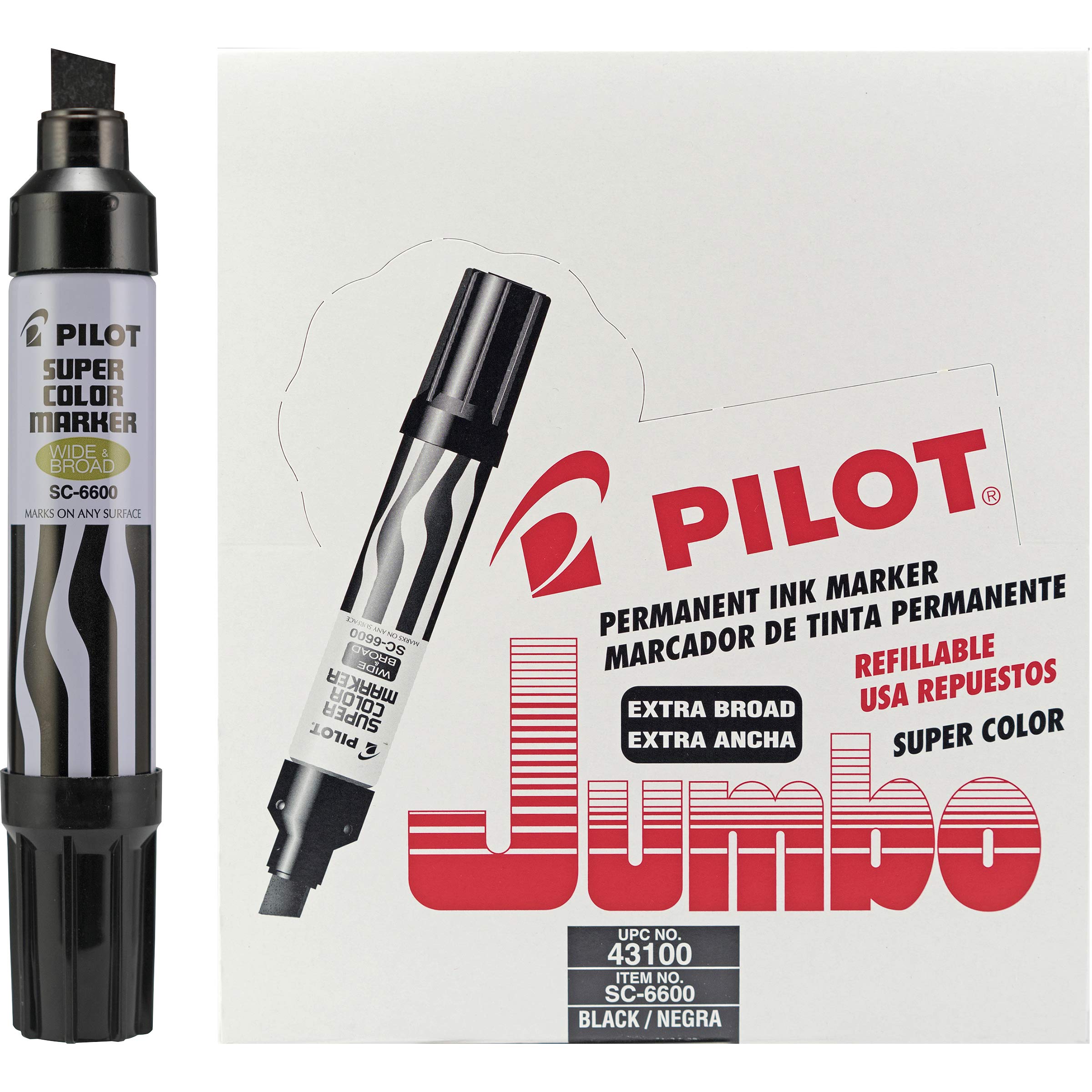 Foto 1 | Rotuladores Permanentes Pilot Super Color Jumbo, 12 Unidades, Tinta Negra - Venta Internacional.
