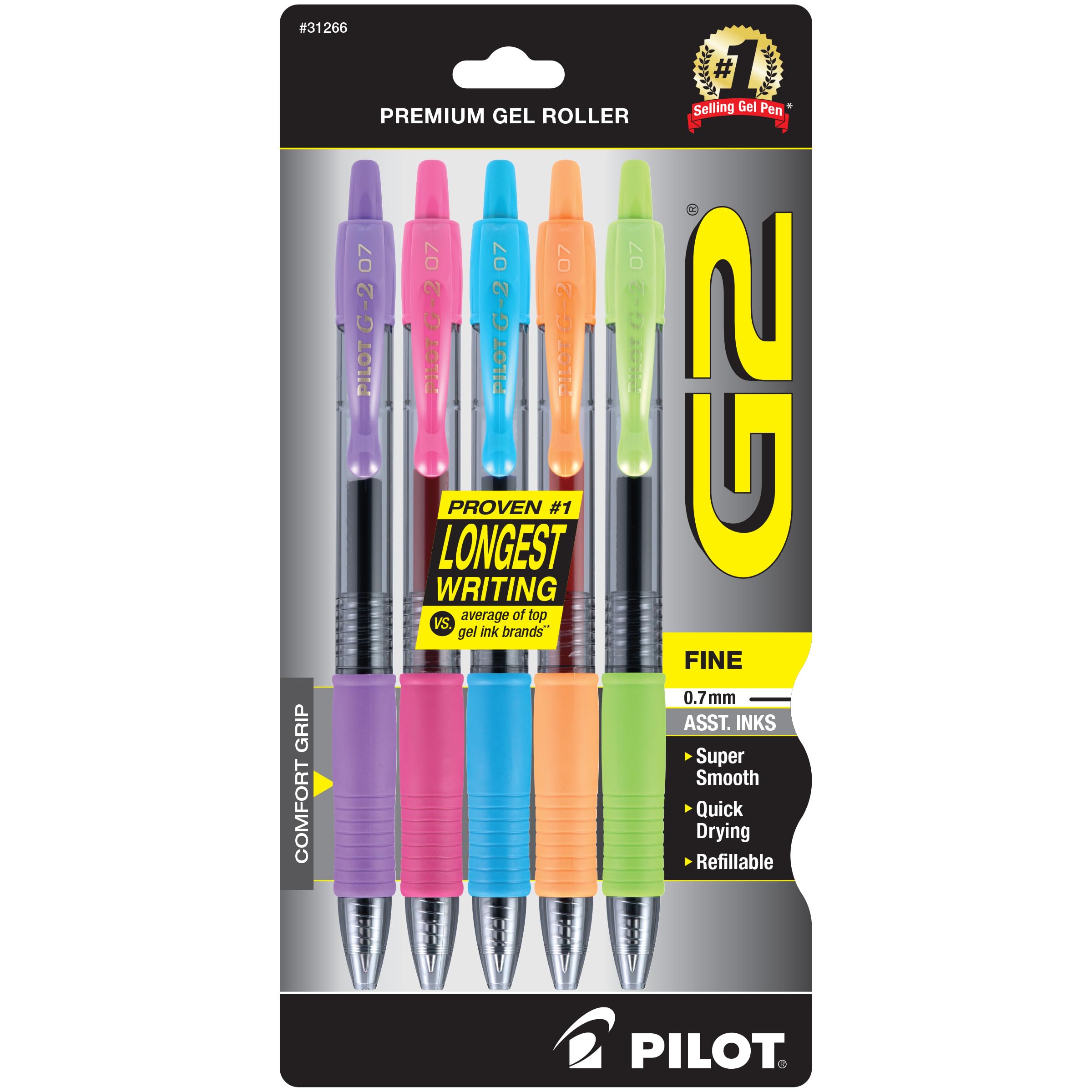 Foto 2 pulgar | Bolígrafos De Gel Pilot G2 Premium De Punta Fina De 0,7 Mm, Paquete De 5 - Venta Internacional.