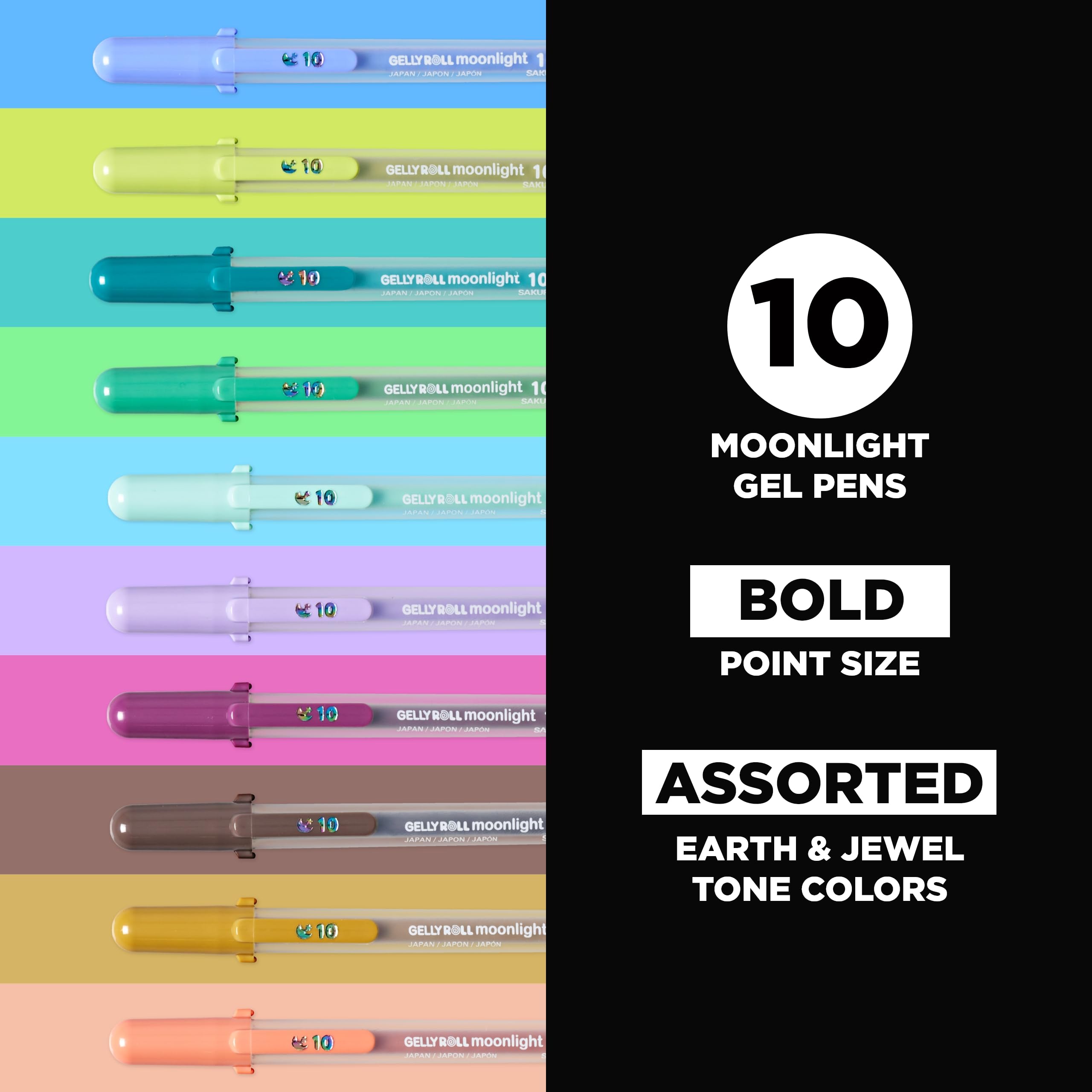 Foto 2 | Bolígrafos De Gel Sakura Gelly Roll Moonlight 10 Bold Ink, Paquete De 10 - Venta Internacional.