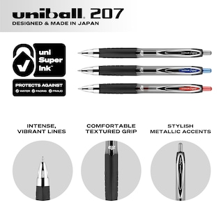 Foto 4 | Bolígrafos De Gel Uni-ball 207 Retráctiles De Punta Media, Color Azul, Paquete De 12 - Venta Internacional.