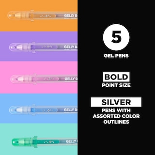 Foto 2 | Bolígrafos De Gel Sakura Gelly Roll Silver Shadow Bold Point, Paquete De 5 - Venta Internacional.