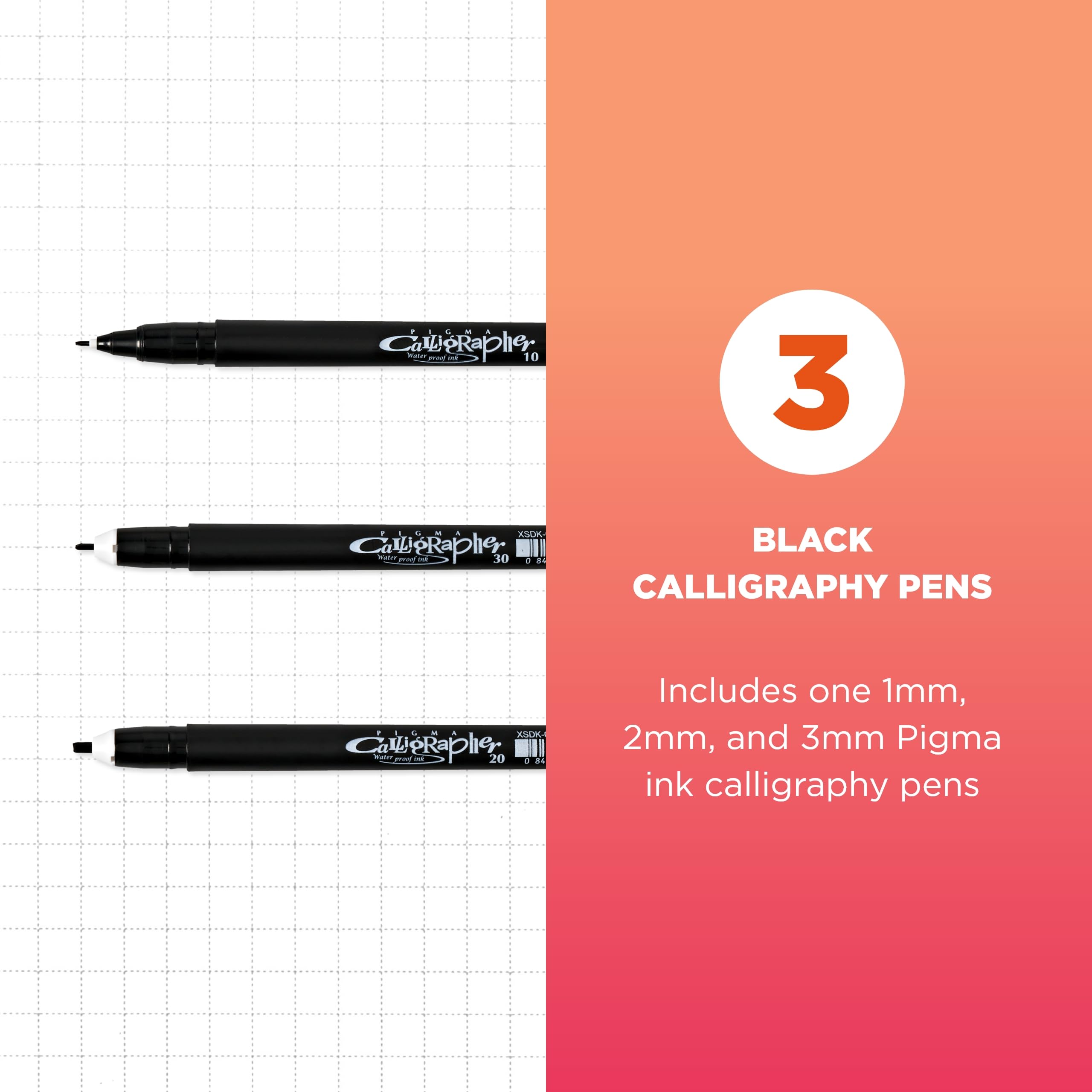 Foto 2 | Paquete De 3 Bolígrafos Sakura Pigma Calligrapher Archival, Tinta Negra - Venta Internacional.