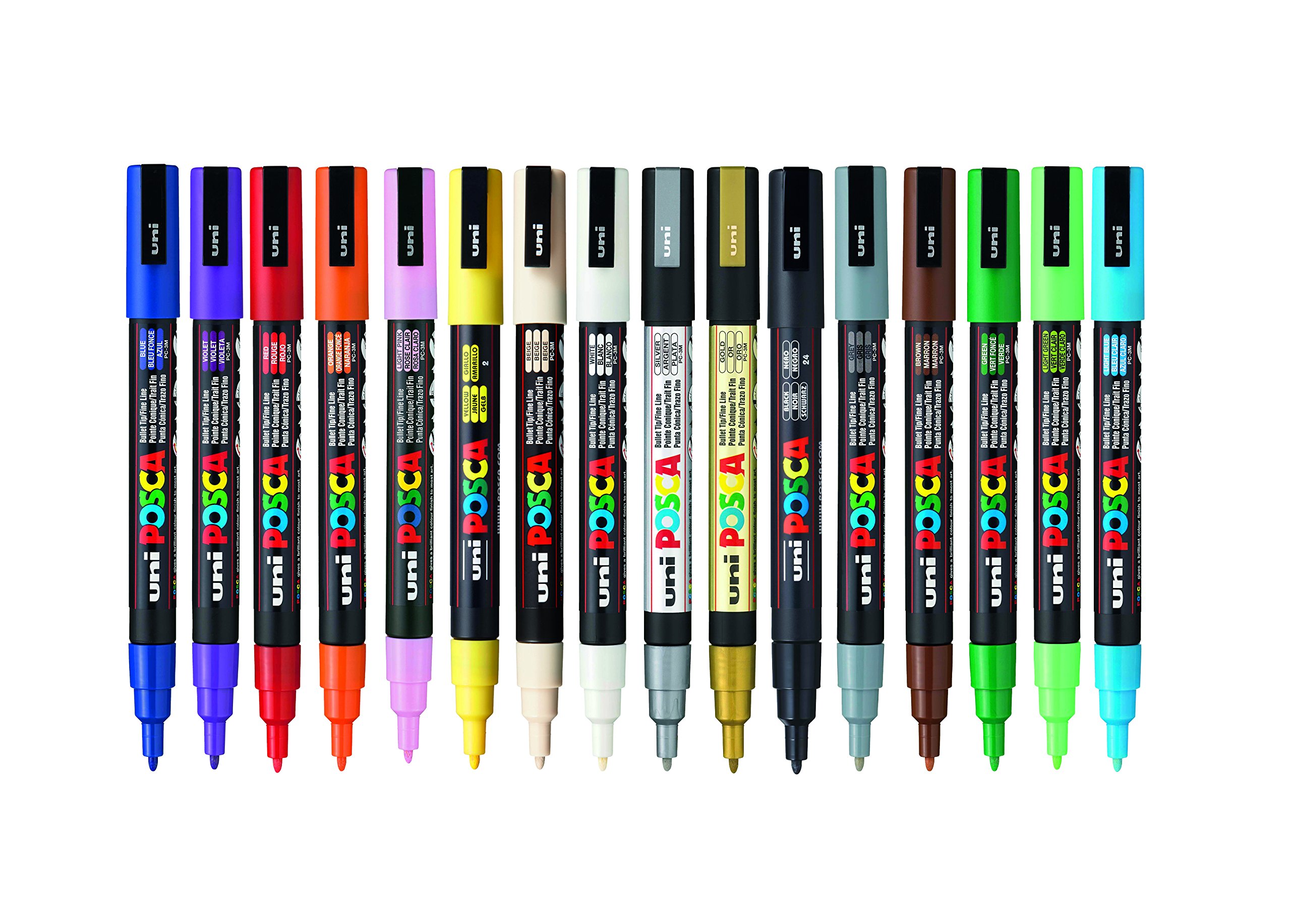 Foto 2 | Marcador Uni Posca Pc-3m Con Punta Redonda Fina, Varios Colores, 16 Unidades - Venta Internacional.