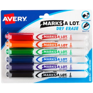 Foto 1 | Rotuladores De Borrado En Seco Avery Marks A Lot, De Bajo Olor, 6 Colores - Venta Internacional.