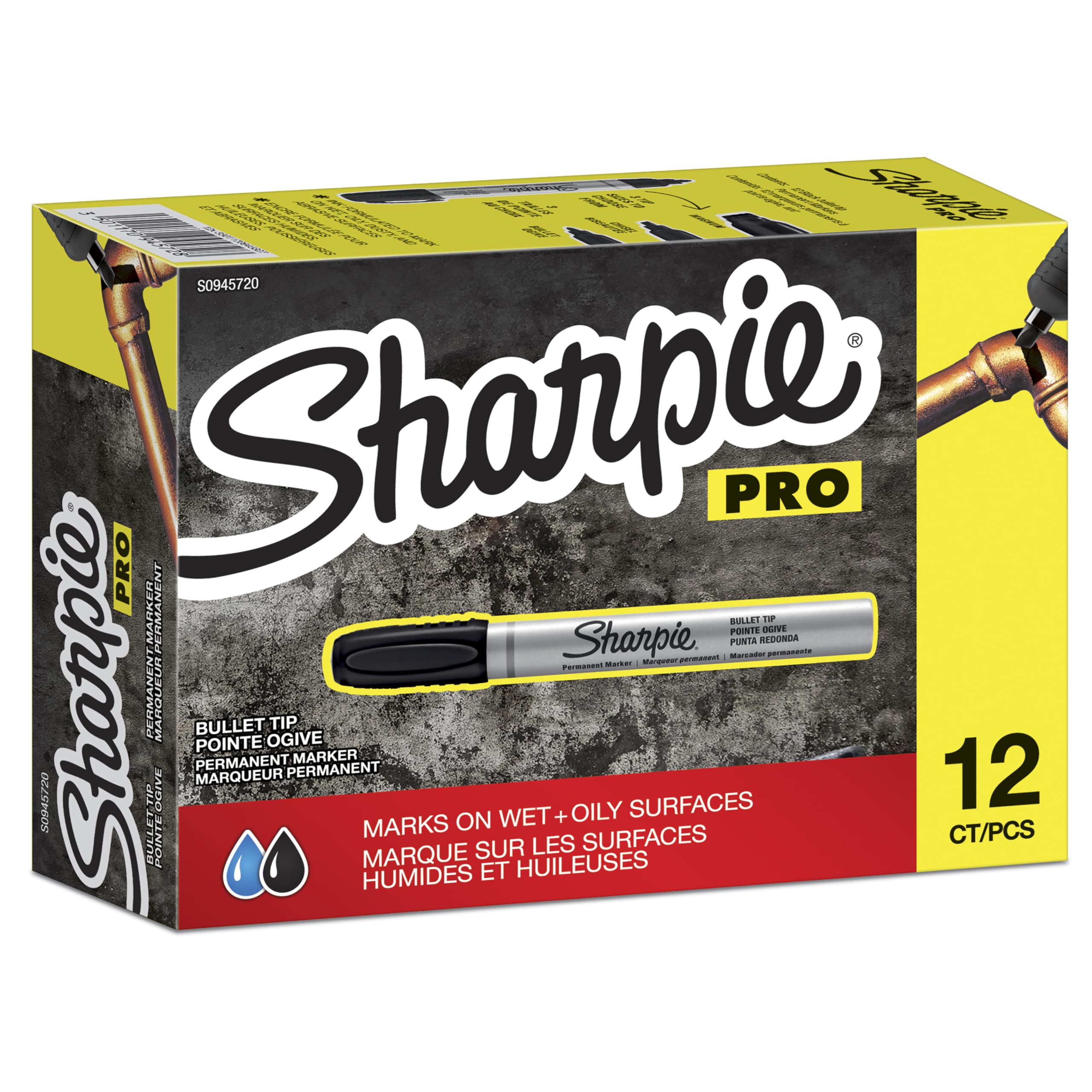 Foto 1 | Marcadores Permanentes Sharpie Pro Industrial 12 Negros - Venta Internacional.