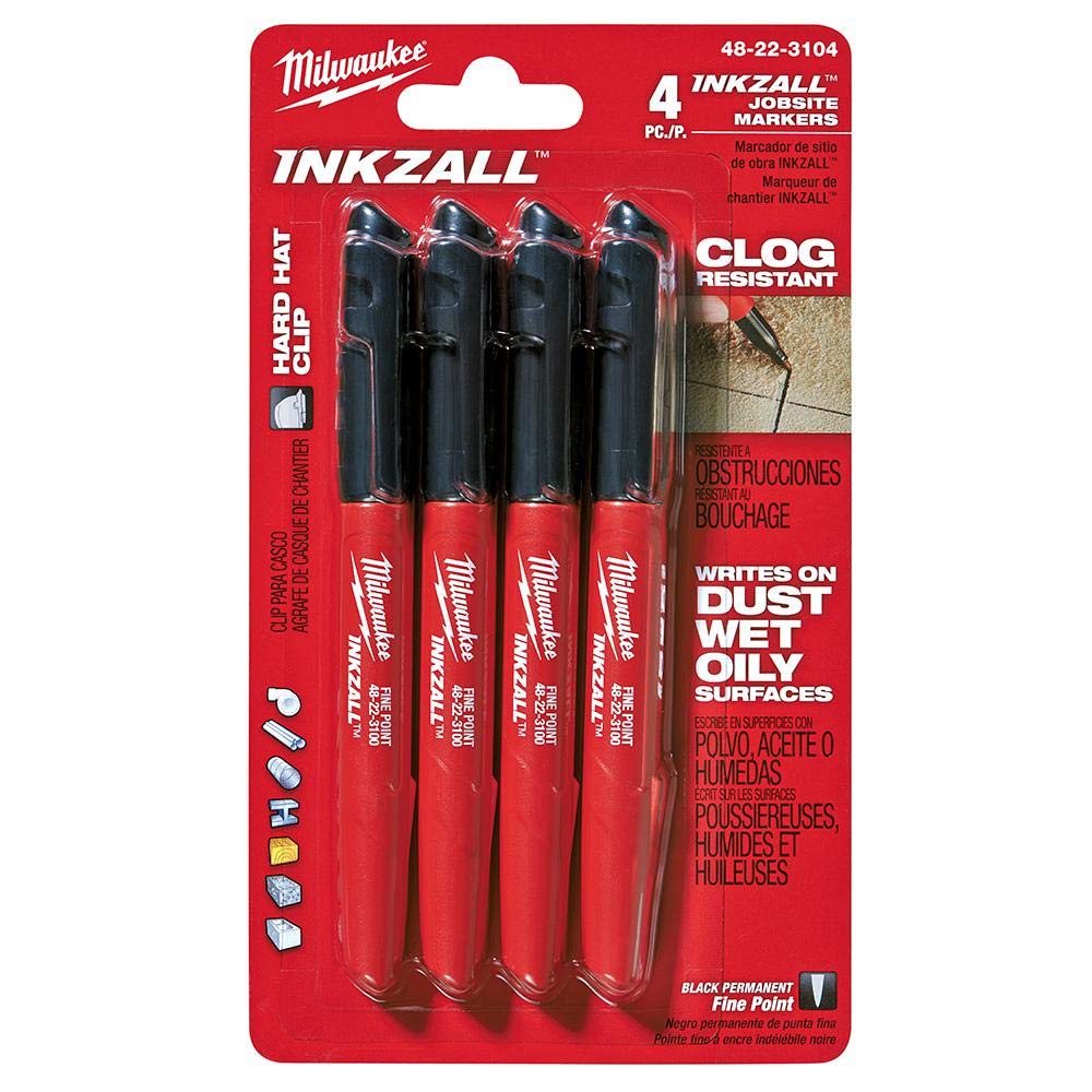 Foto 2 pulgar | Rotulador Milwaukee Inkzall Point Fine Black 4 Piezas - Venta Internacional