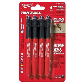 Foto 1 | Rotulador Milwaukee Inkzall Point Fine Black 4 Piezas - Venta Internacional