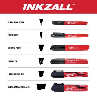 Foto 3 | Rotulador Milwaukee Inkzall Point Fine Black 4 Piezas - Venta Internacional