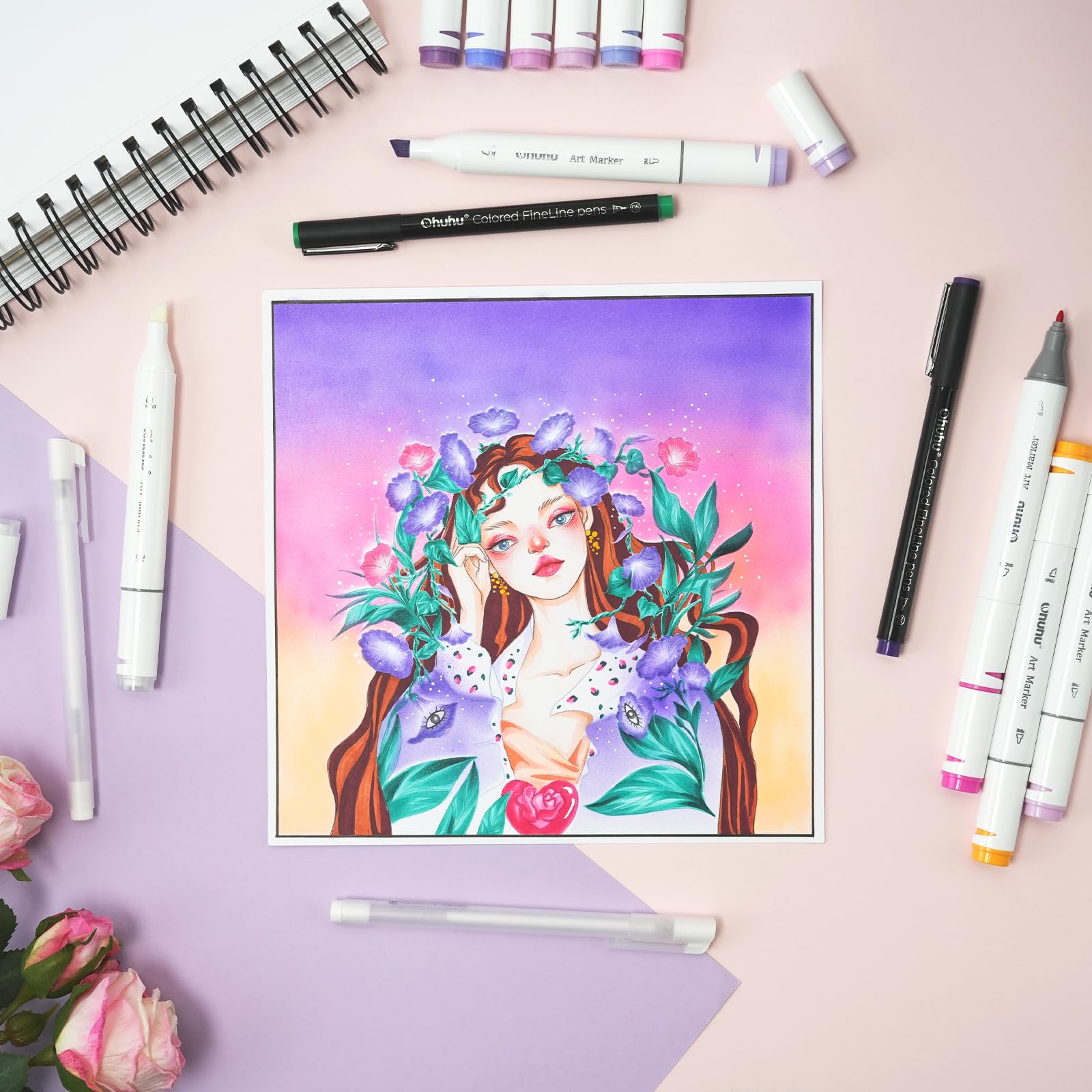 Foto 5 | Art Markers Ohuhu Alcohol, 320 Colores, Cincel Y Punta Fina - Venta Internacional.