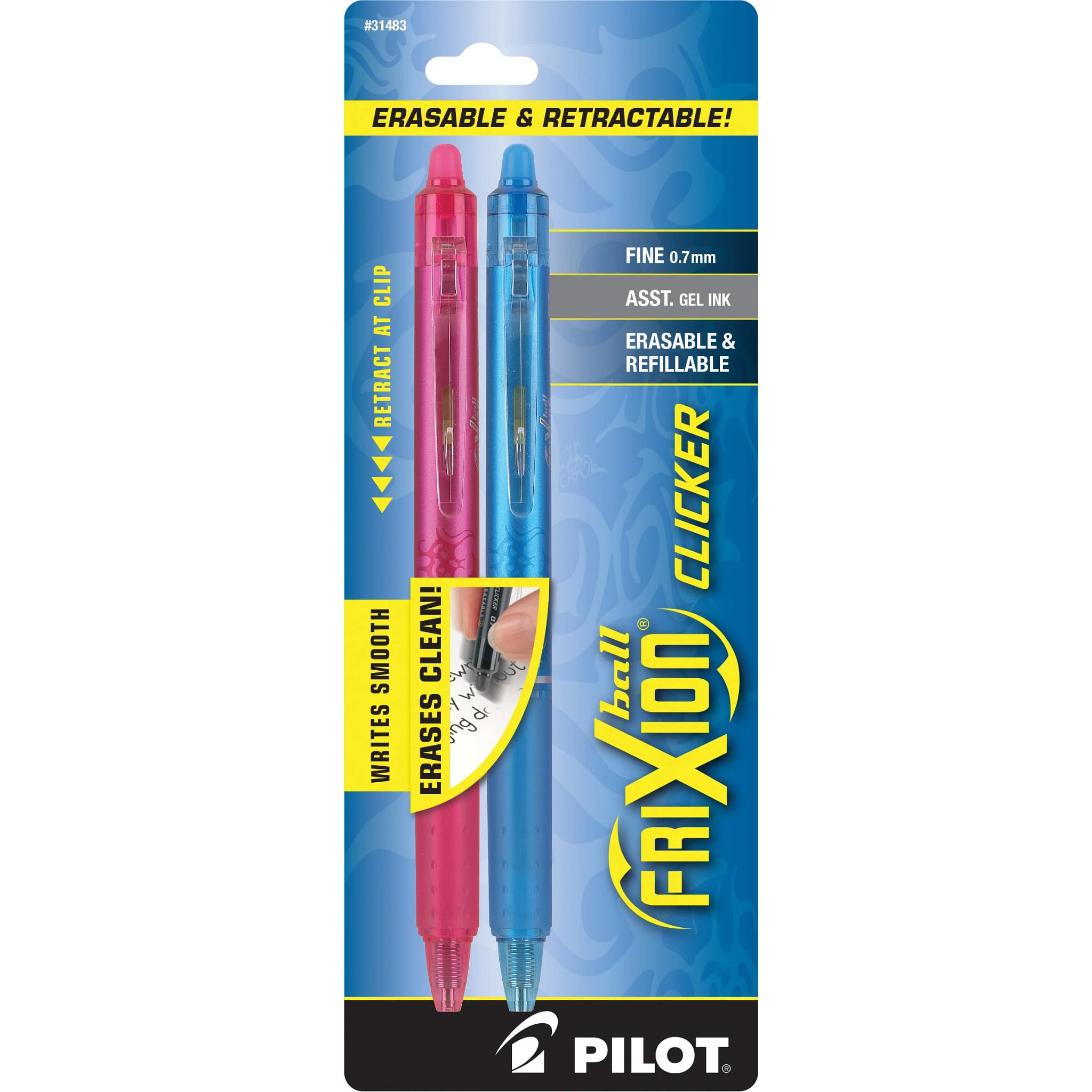 Foto 2 pulgar | Bolígrafos De Tinta De Gel Pilot Frixion Clicker Fine Point, Paquete De 2 - Venta Internacional.