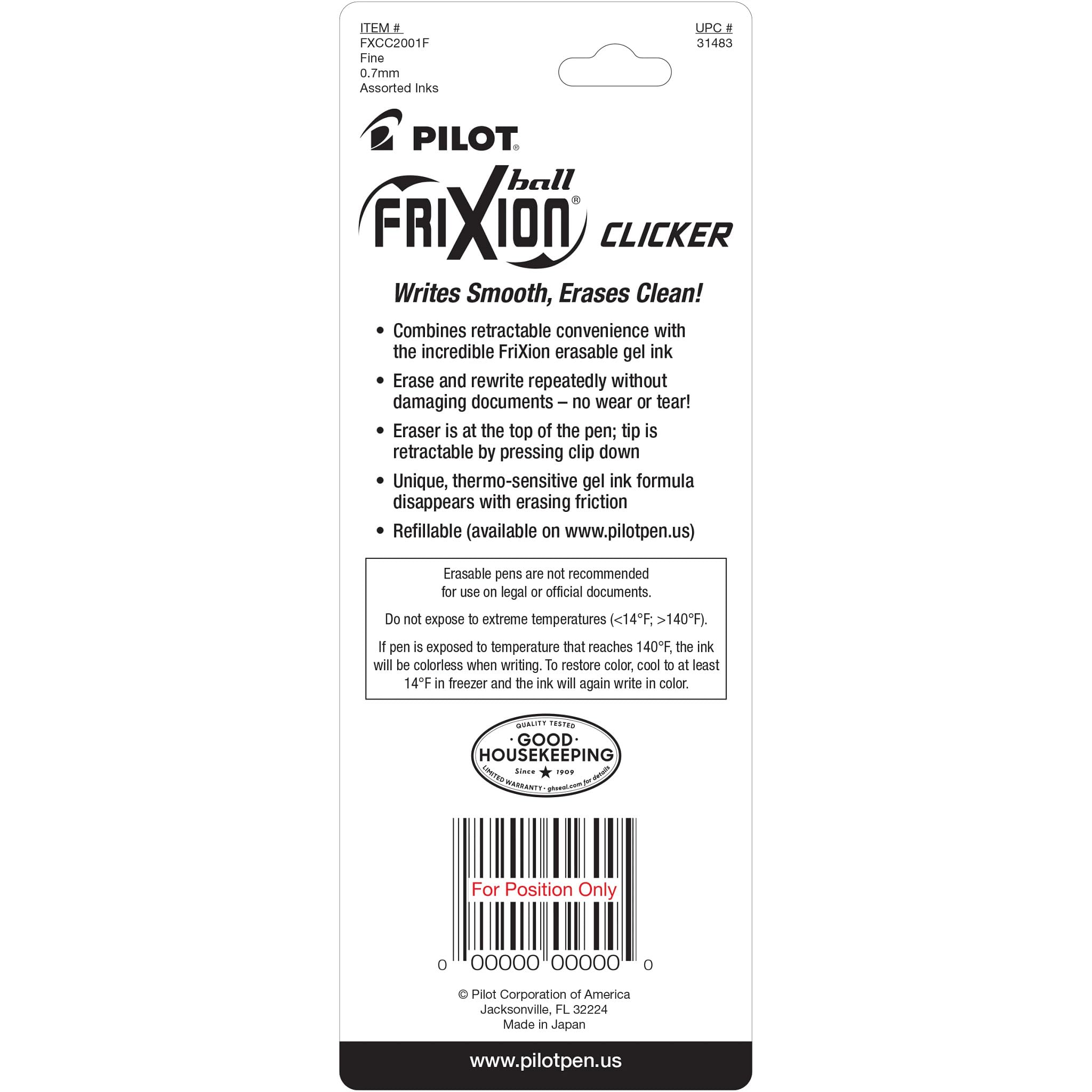Foto 7 pulgar | Bolígrafos De Tinta De Gel Pilot Frixion Clicker Fine Point, Paquete De 2 - Venta Internacional.