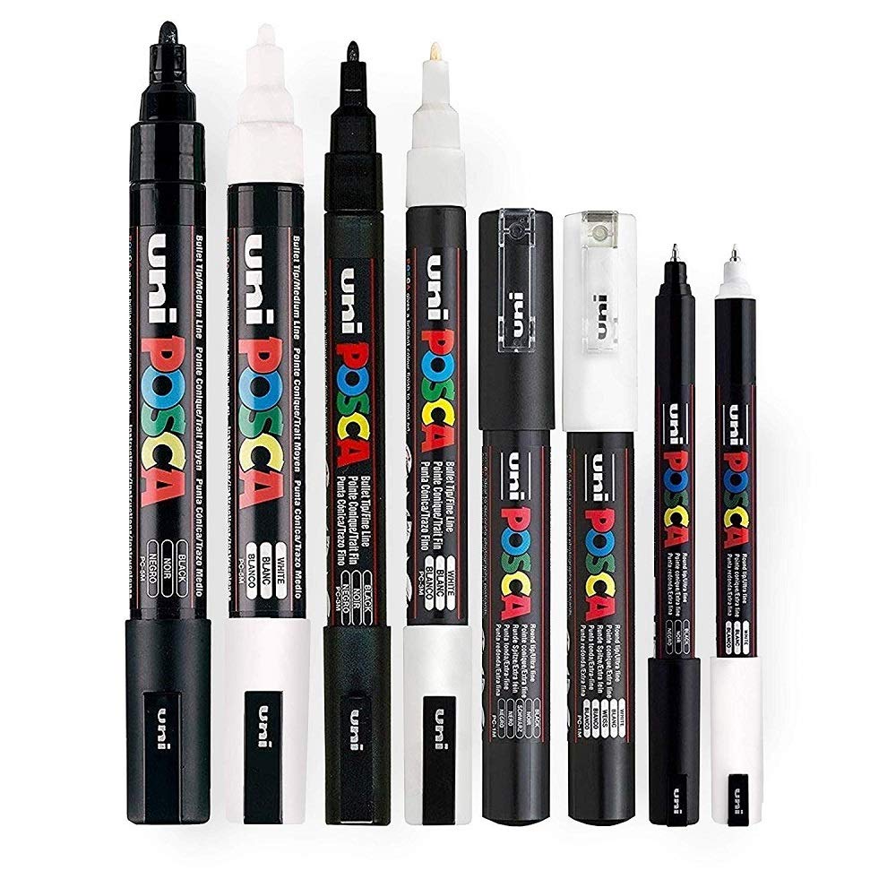 Foto 2 pulgar | Juego De Rotuladores Posca En Blanco Y Negro, Punta Fina A Mediana, 8 Unidades - Venta Internacional.