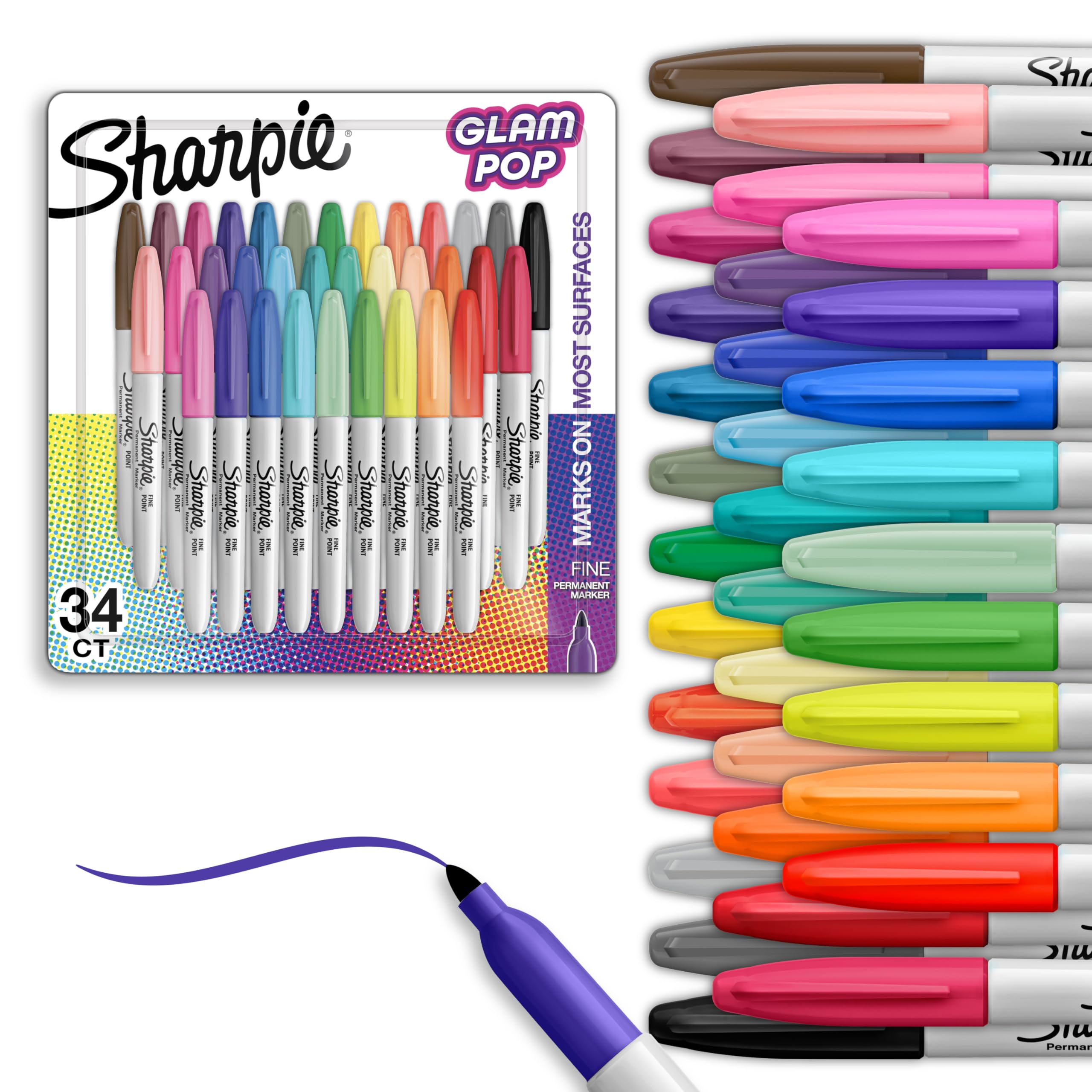 Foto 1 | Juego De Rotuladores Sharpie Glam Pop, Punta Fina Permanente, 34 Unidades - Venta Internacional.
