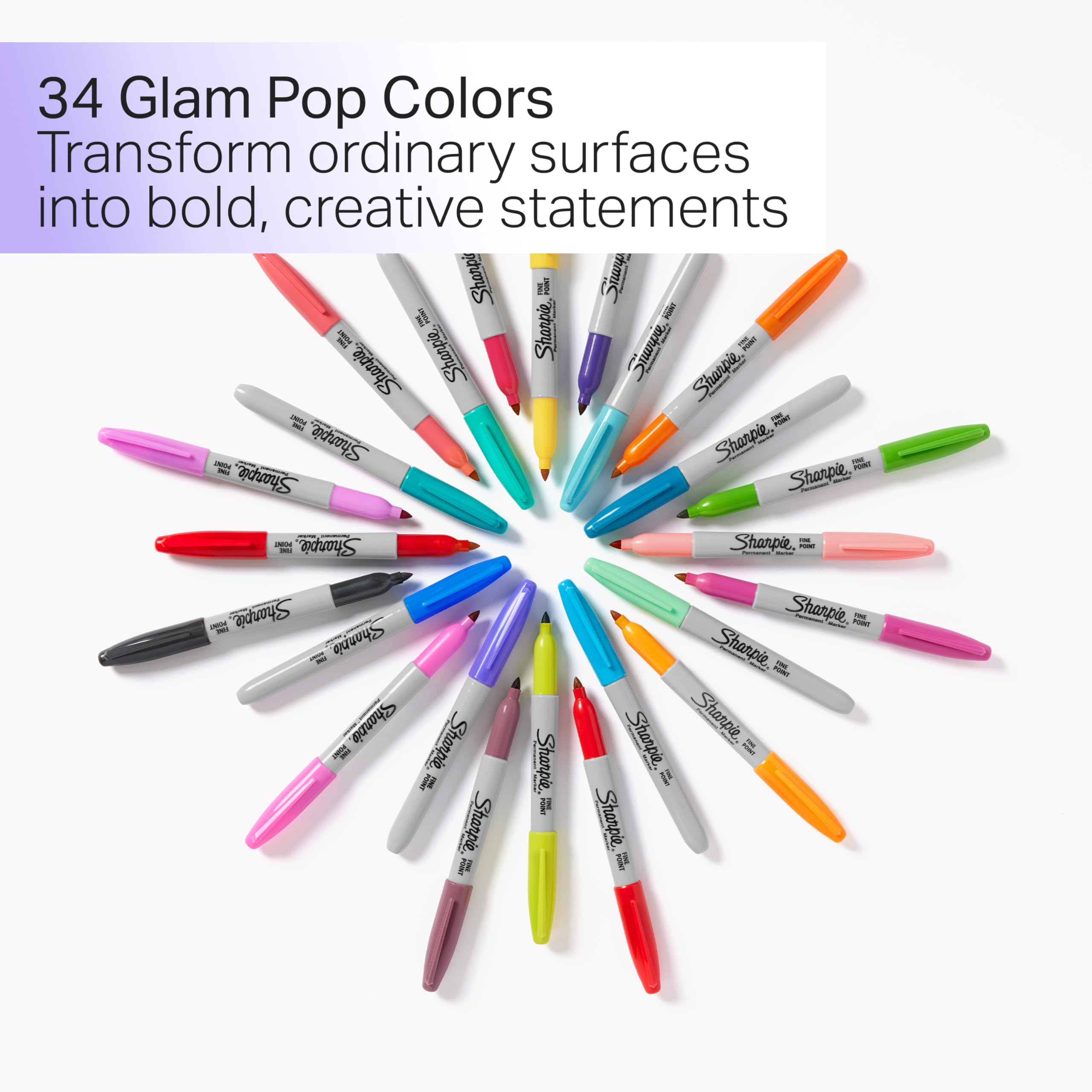 Foto 2 | Juego De Rotuladores Sharpie Glam Pop, Punta Fina Permanente, 34 Unidades - Venta Internacional.