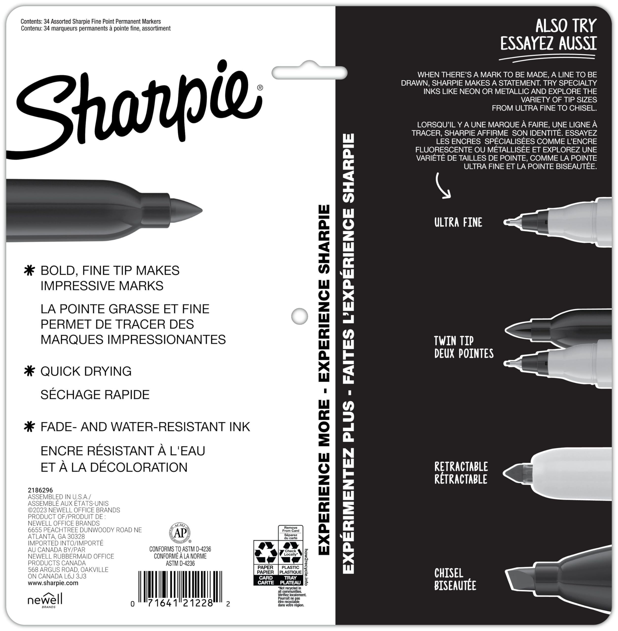 Foto 5 | Juego De Rotuladores Sharpie Glam Pop, Punta Fina Permanente, 34 Unidades - Venta Internacional.