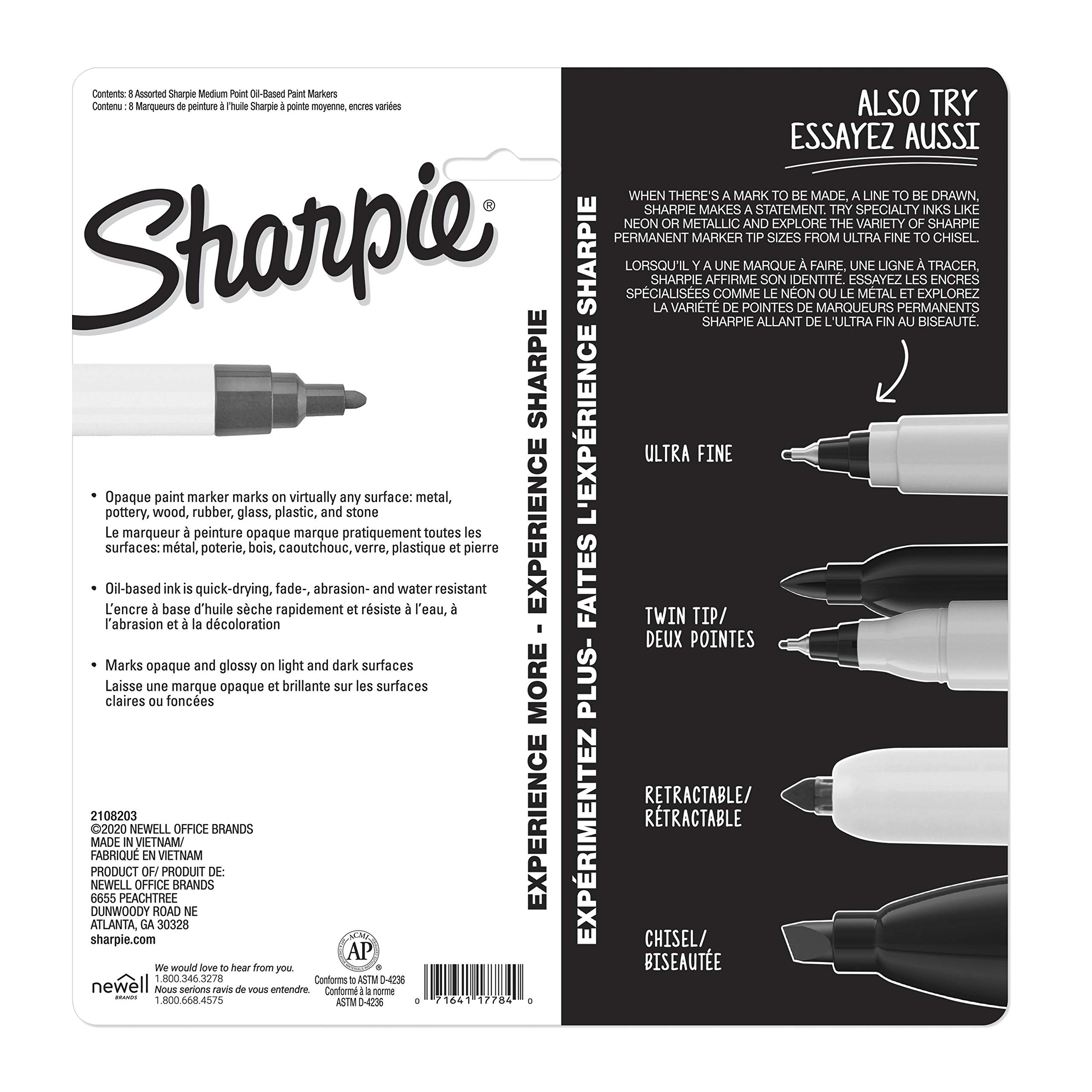 Foto 6 | Marcadores De Pintura Sharpie Con Base De Aceite, Punto Medio, 8 Colores - Venta Internacional.