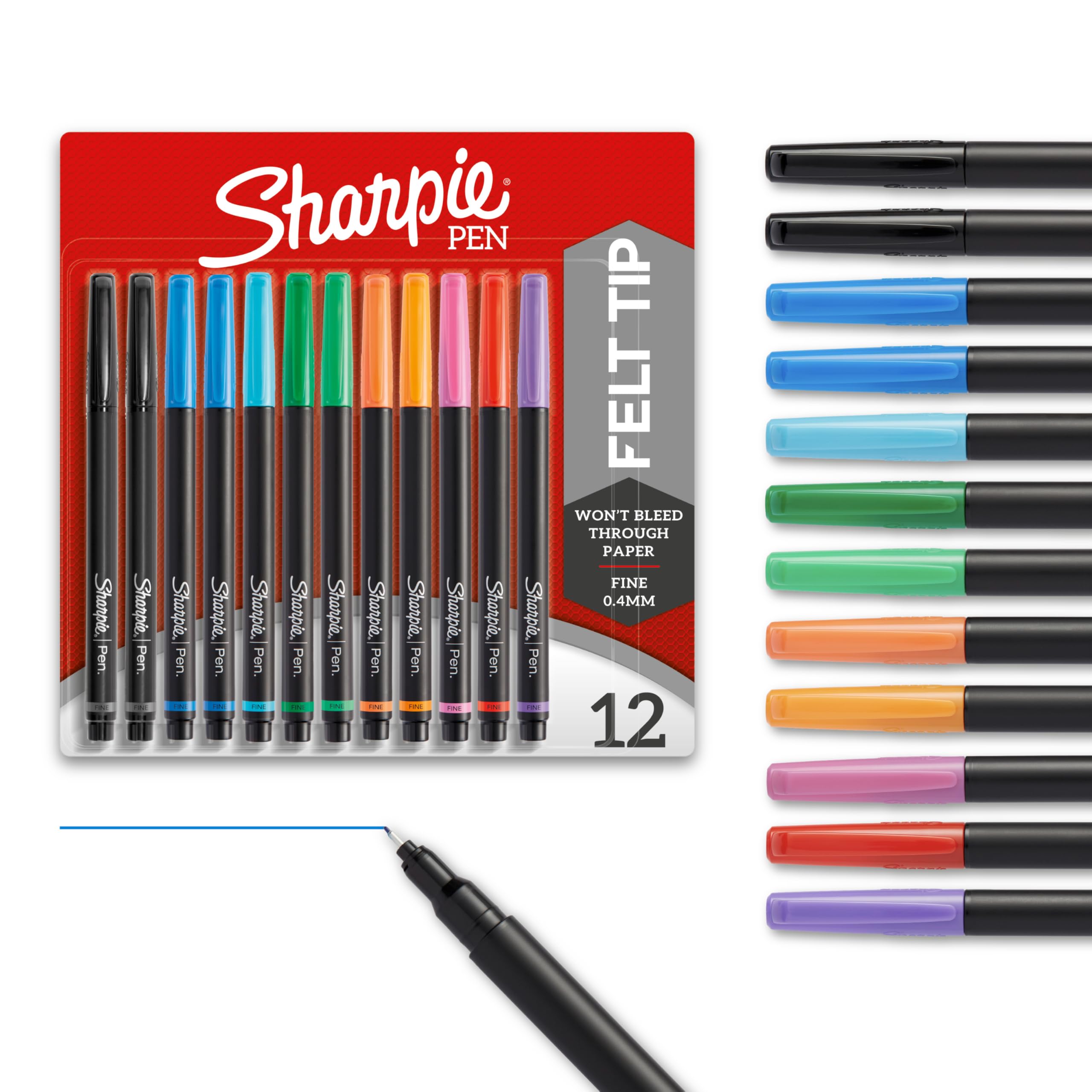 Foto 1 | Bolígrafos Con Punta Fina Sharpie, Punta Fina, 0,4 Mm, Colores Surtidos, 12 - Venta Internacional.