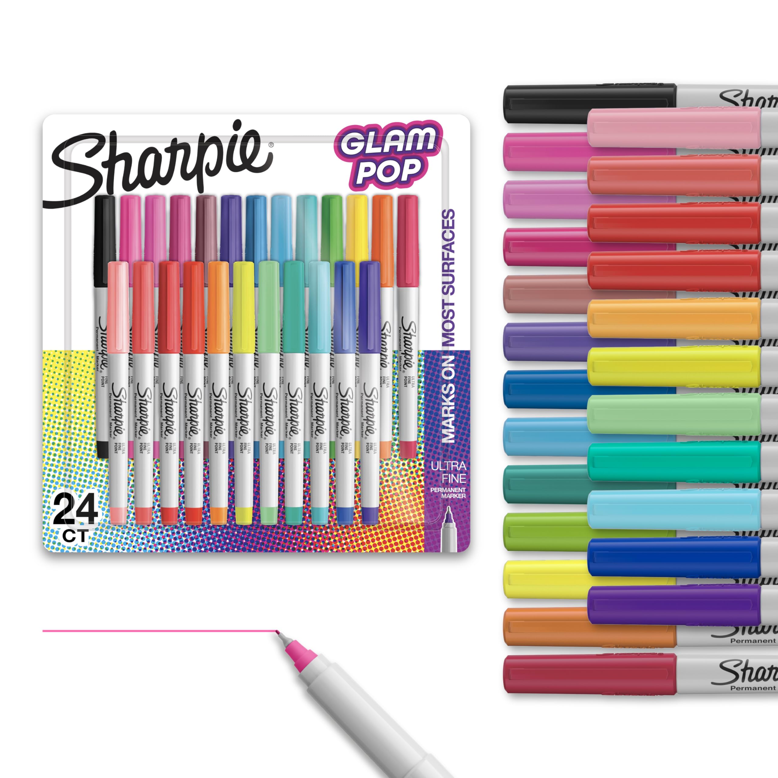 Foto 1 | Set De Rotuladores Permanentes Sharpie Glam Pop, Punta Ultrafina, 24 Colores - Venta Internacional.
