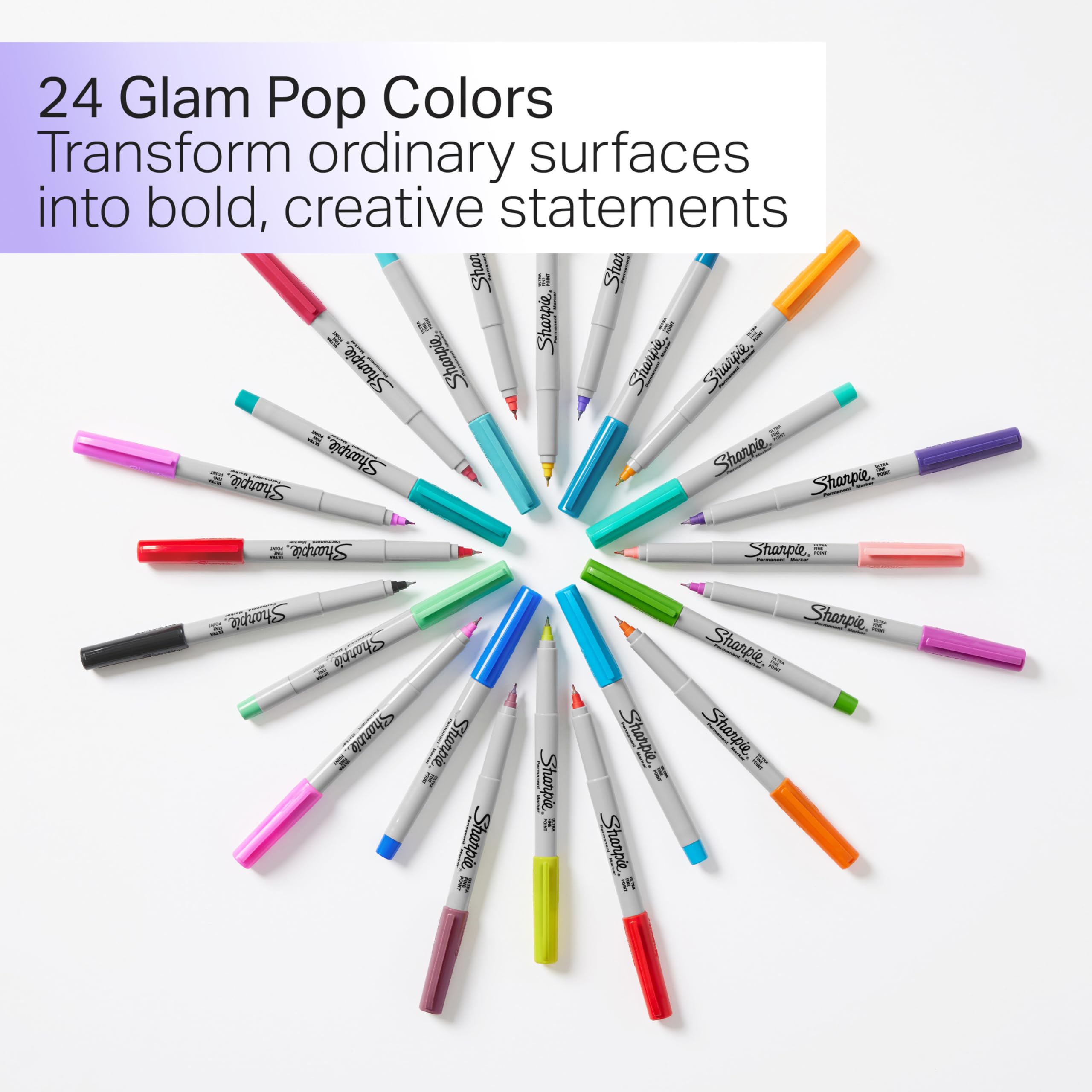 Foto 2 | Set De Rotuladores Permanentes Sharpie Glam Pop, Punta Ultrafina, 24 Colores - Venta Internacional.