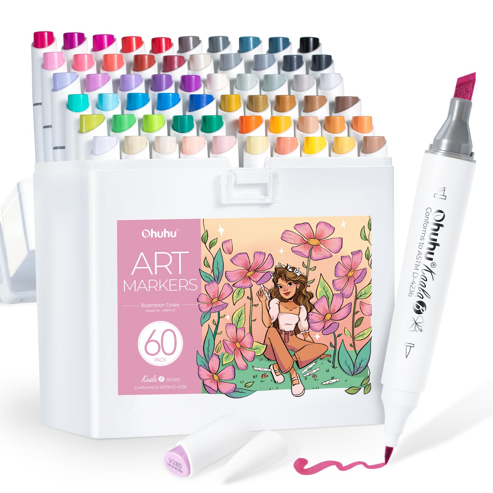 Foto 1 | Rotulador Artístico A Base De Alcohol, Serie Ohuhu Kaala B, 60 Colores - Venta Internacional.