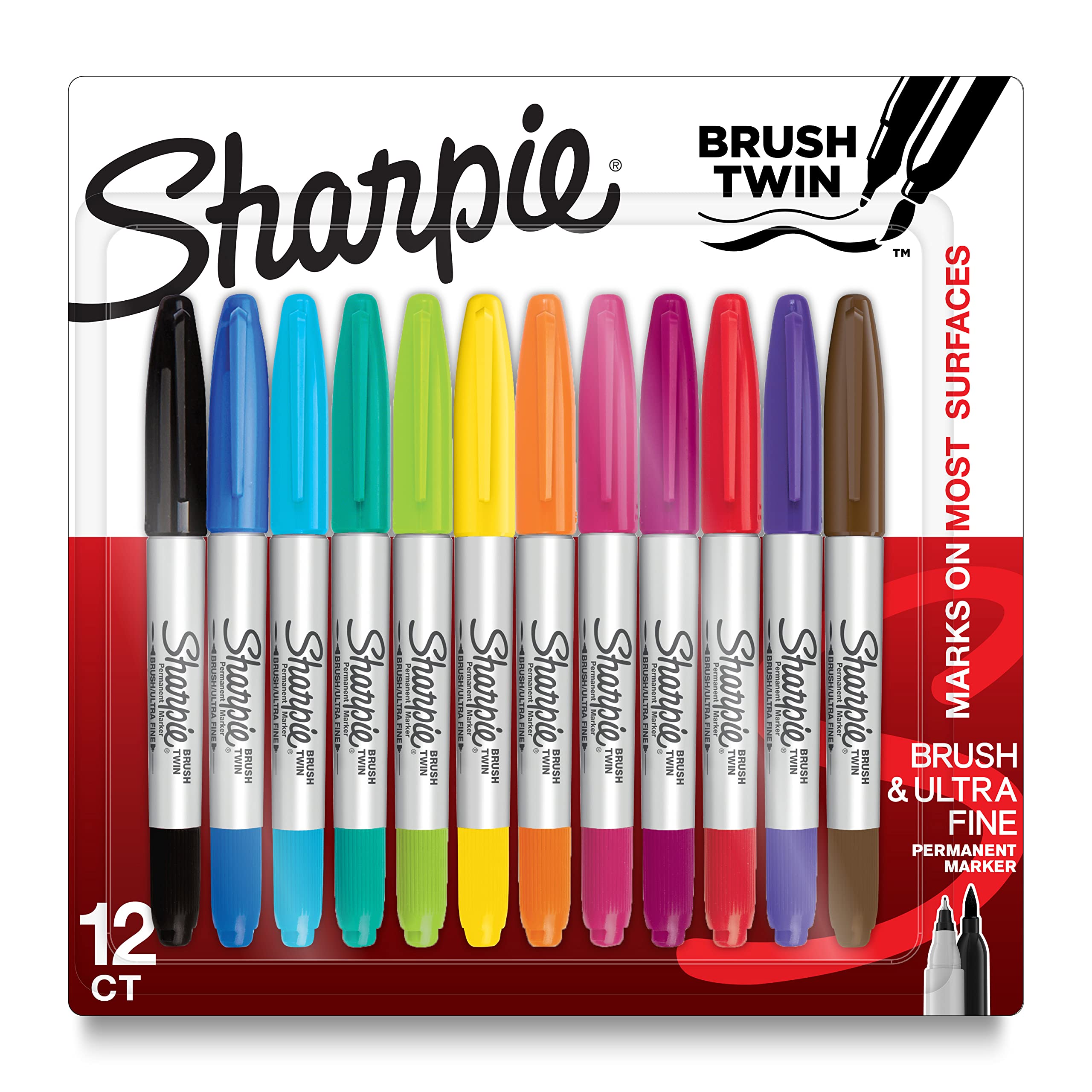 Foto 1 | Rotulador Sharpie Brush Twin Permanent, 12 Colores Surtidos - Venta Internacional.