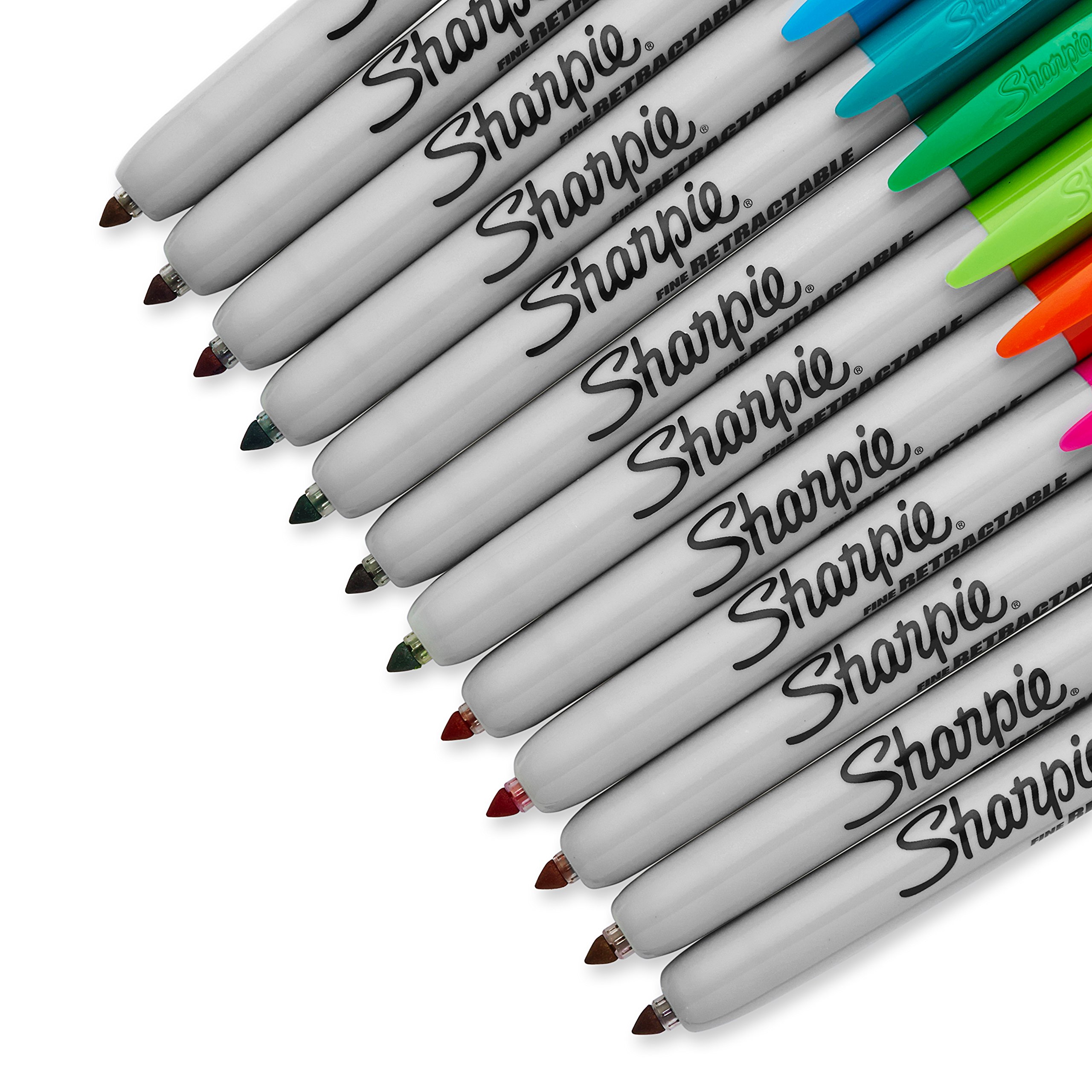 Foto 4 | Rotuladores Permanentes Sharpie Retráctiles De Punta Fina, 12 Colores - Venta Internacional.