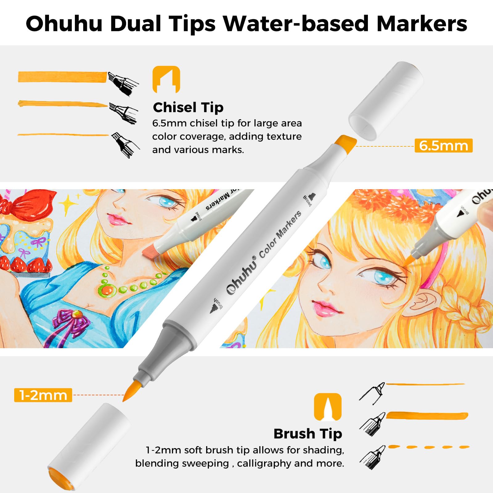 Foto 2 | Art Markers Ohuhu, 116 Colores, A Base De Agua, Puntas Dobles - Venta Internacional.