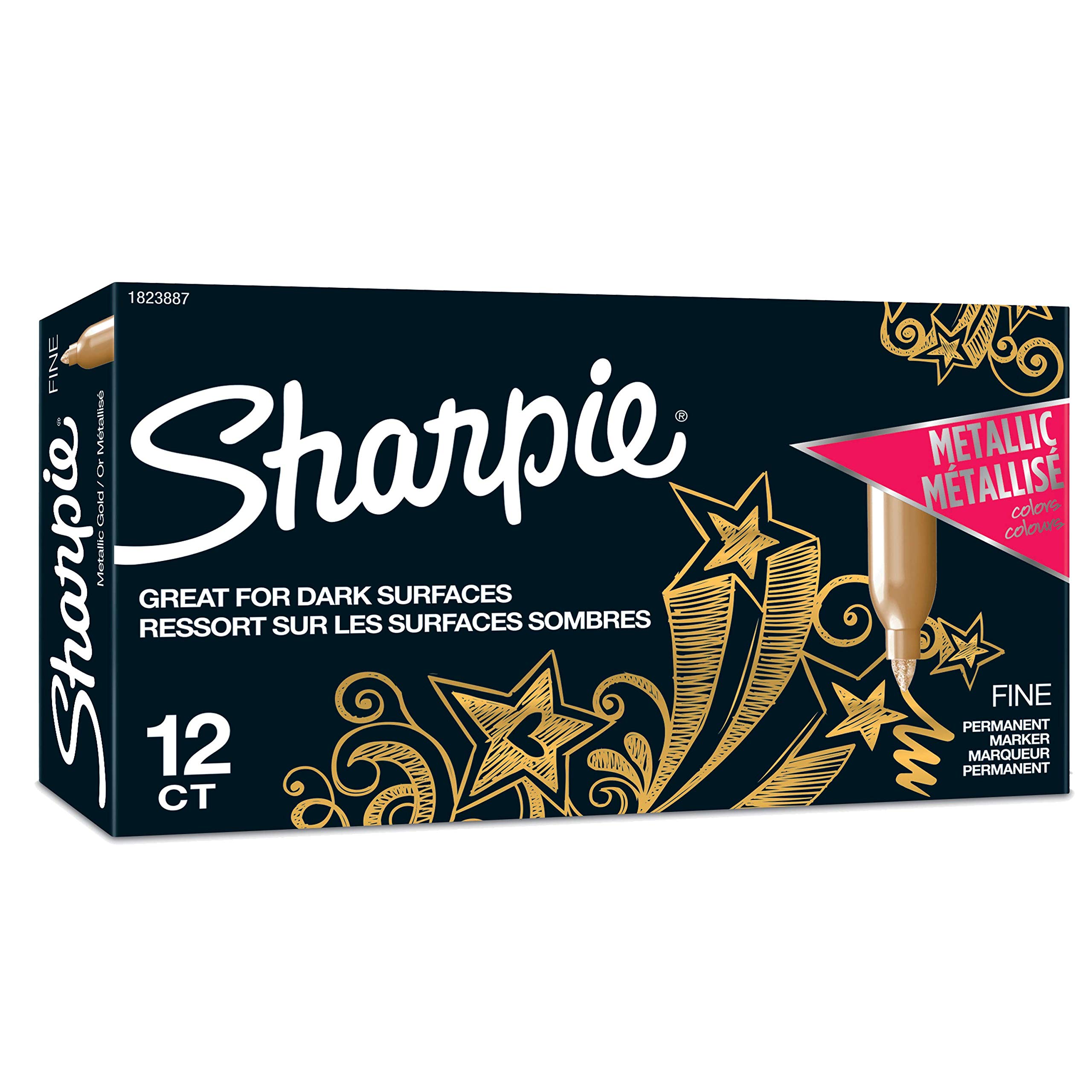 Foto 2 pulgar | Rotuladores Permanentes Sharpie Metallic Fine Point Gold, 12 Unidades - Venta Internacional.