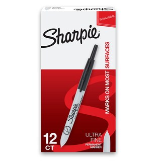 Foto 1 | Rotuladores Permanentes Sharpie Retráctiles Ultrafinos Negros 12 - Venta Internacional.