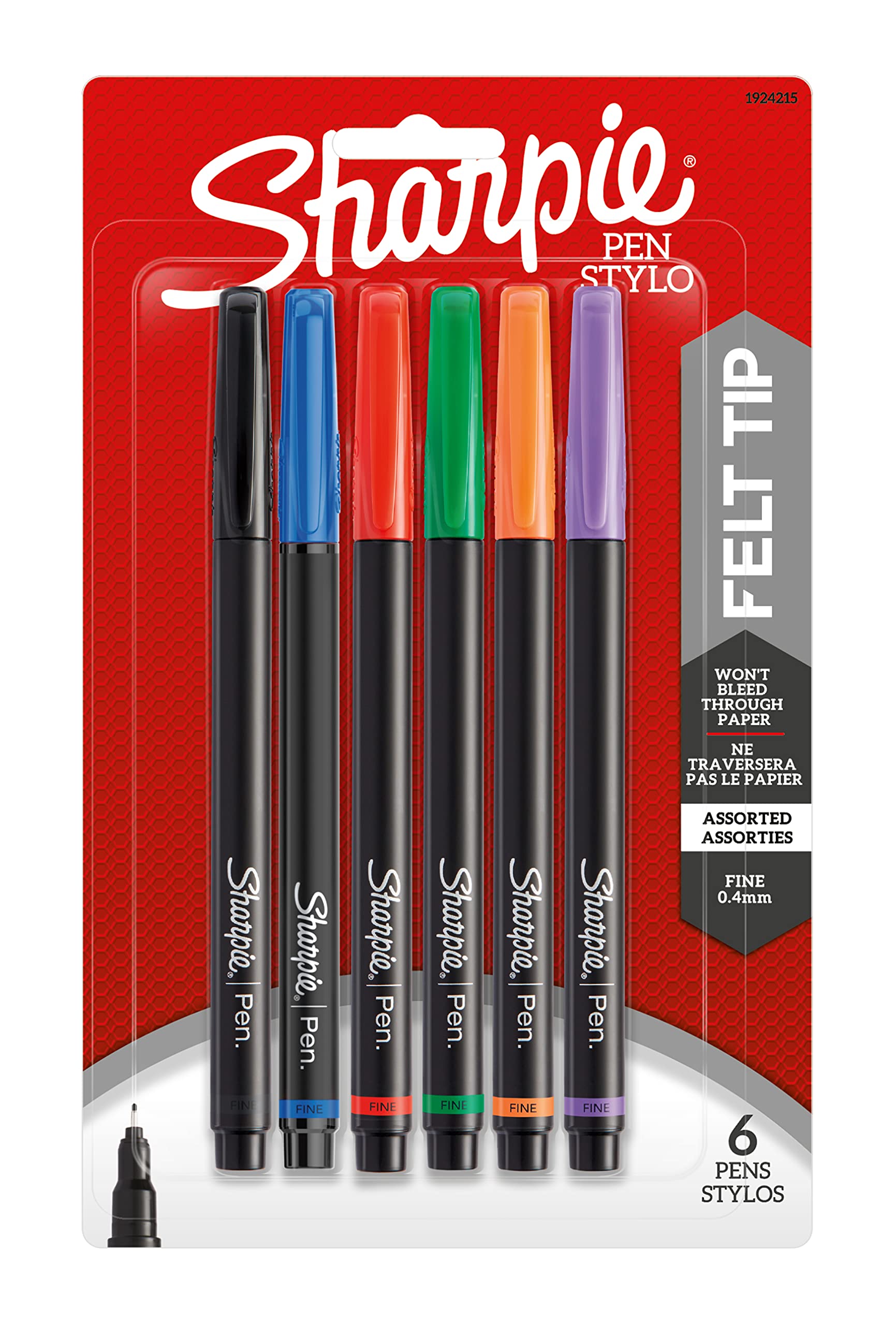 Bolígrafo Sharpie Fine Point, Paquete De 6 Colores Surtidos (1924215) - Venta Internacional. $604