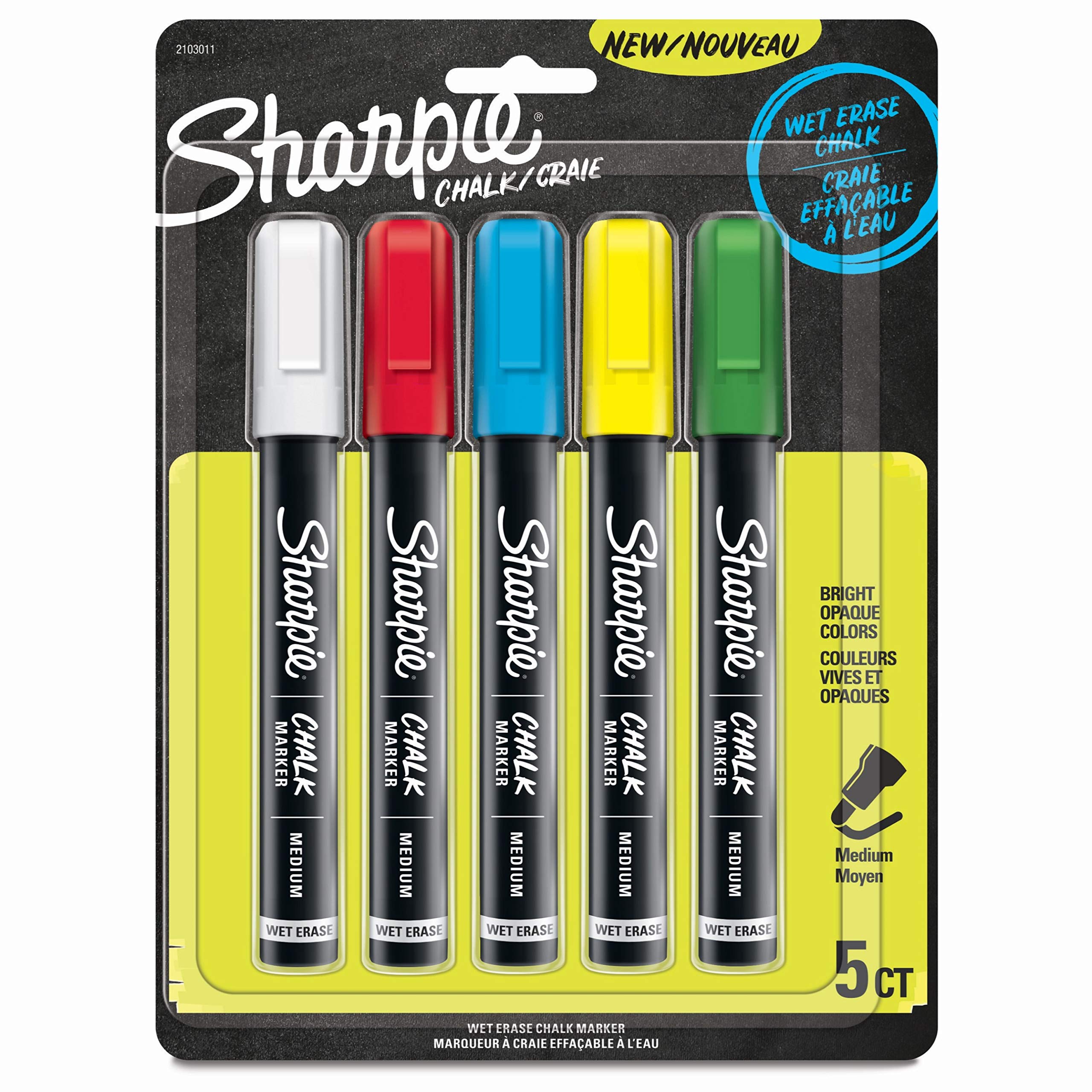 Foto 1 | Marcadores De Tiza Sharpie De Borrado Húmedo, Varios Colores, 5 Unidades - Venta Internacional.