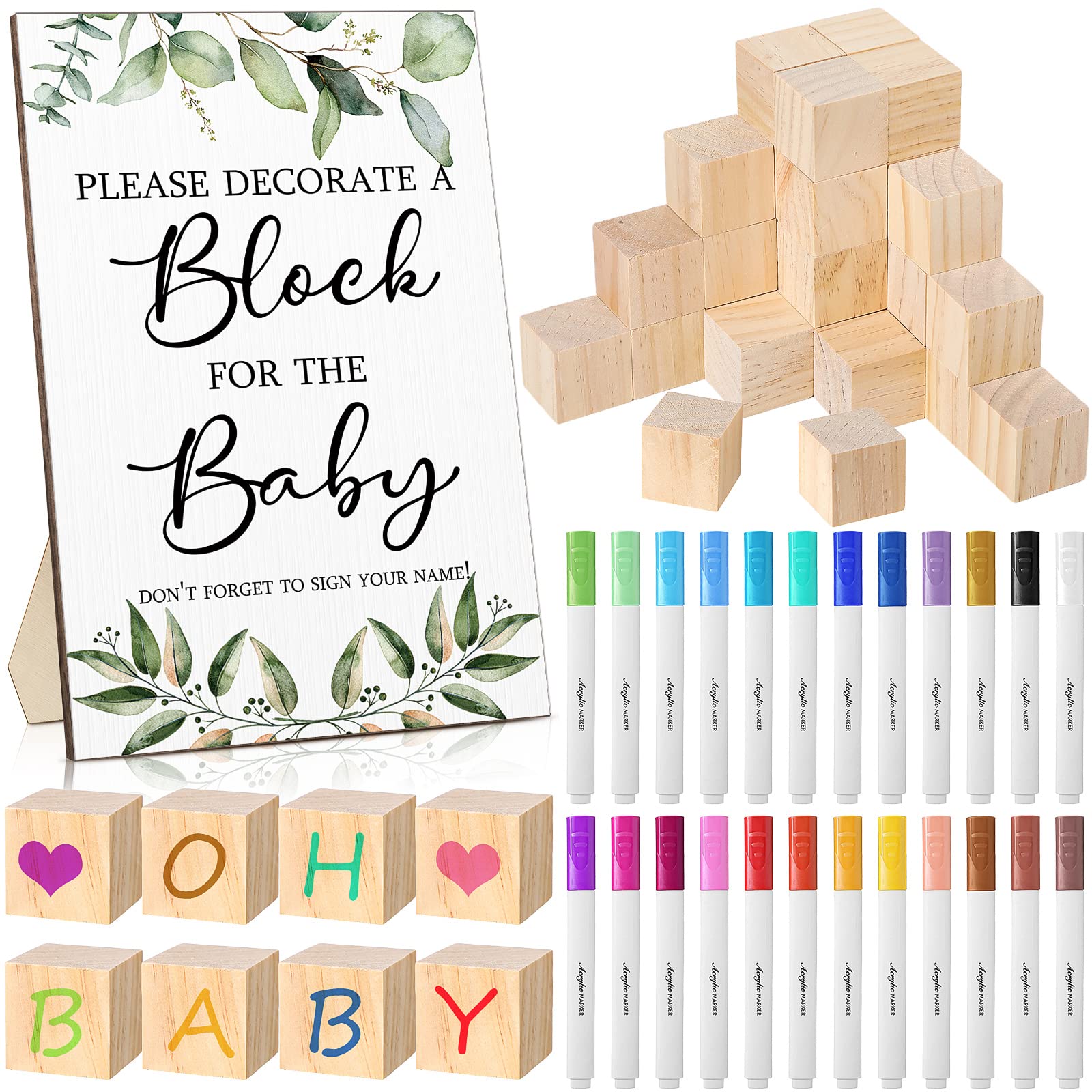 Foto 2 pulgar | Kit De Juegos Para Decoración De Bloques Para Fiestas De Baby Shower, 75 Unidades - Venta Internacional.