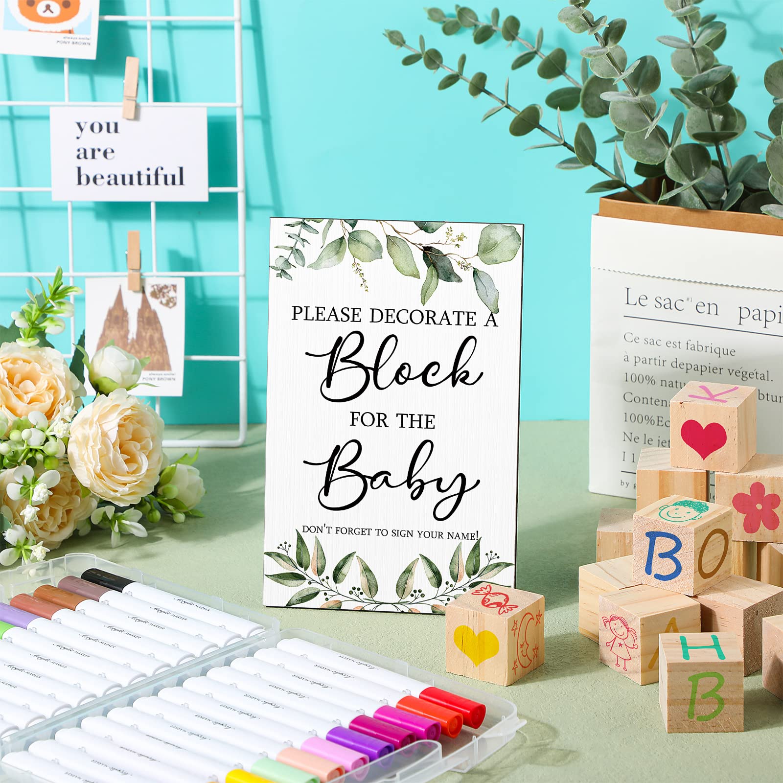 Foto 4 | Kit De Juegos Para Decoración De Bloques Para Fiestas De Baby Shower, 75 Unidades - Venta Internacional.