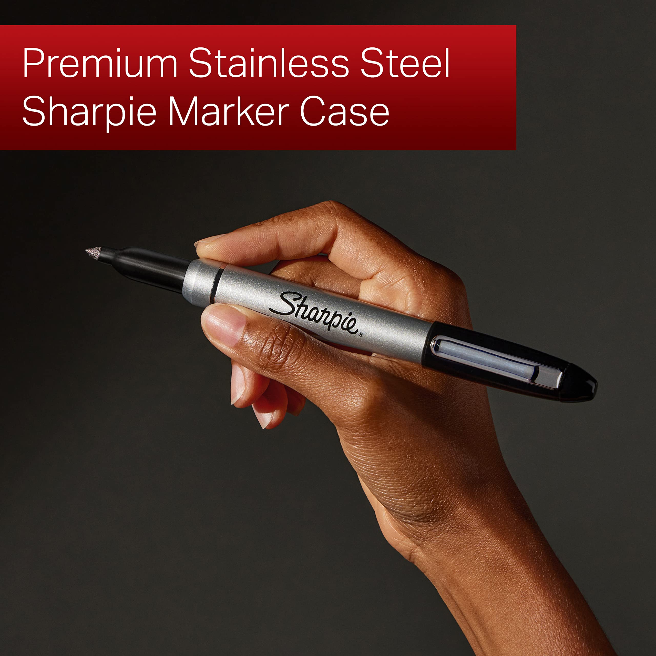 Foto 2 | Rotuladores Permanentes Sharpie Con Estuche De Acero Inoxidable, Punta Fina, Negros, 6 Unidades - Venta Internacional.