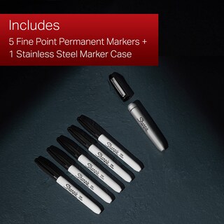 Foto 4 | Rotuladores Permanentes Sharpie Con Estuche De Acero Inoxidable, Punta Fina, Negros, 6 Unidades - Venta Internacional.