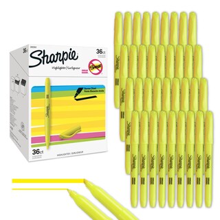 Foto 1 | Rotuladores De Bolsillo Sharpie, Punta Cincelada, Amarillo Fluorescente, 36 Unidades, Para Material - Venta Internac