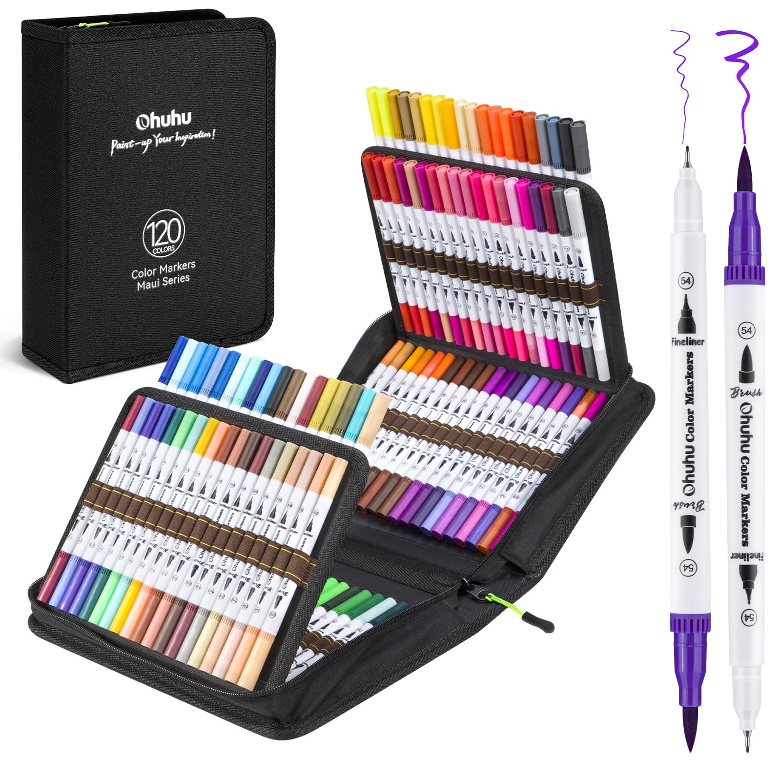 Foto 2 pulgar | Rotuladores Ohuhu Para Libros De Colorear Para Adultos Que No Sangran, 120 Colores A Base De Agua, P - Venta Internac