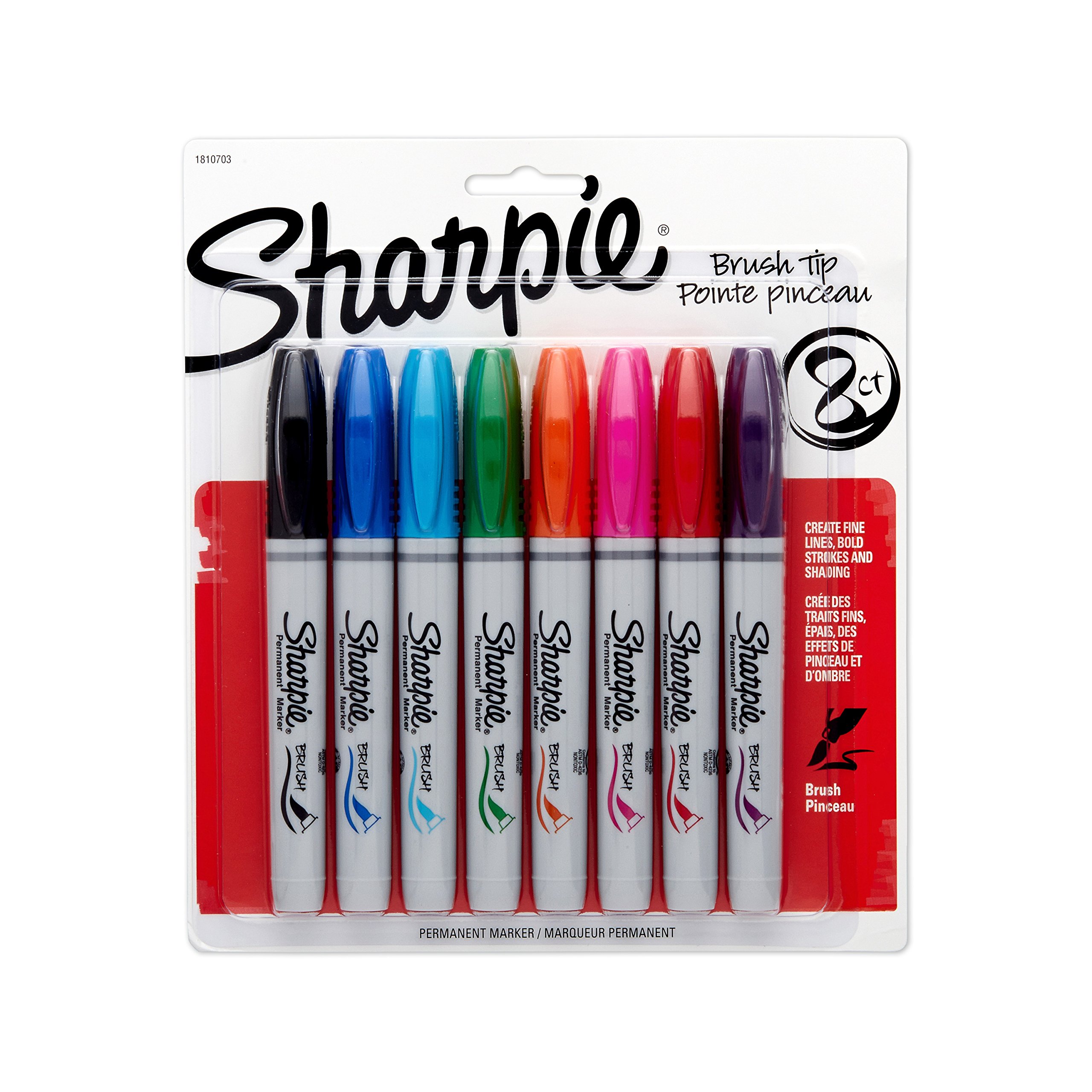 Foto 2 pulgar | Rotuladores Permanentes Sharpie Con Punta De Pincel, 8 Rotuladores De Colores - Venta Internacional.