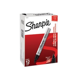 Foto 6 | Rotuladores Permanentes Sharpie Metal Barrel Con Punta Redonda 12, Color Negro - Venta Internacional.