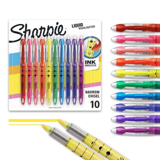 Foto 1 | Resaltador Sharpie Liquid Con Punta Cincel, Varios Colores, 10 Unidades - Venta Internacional.