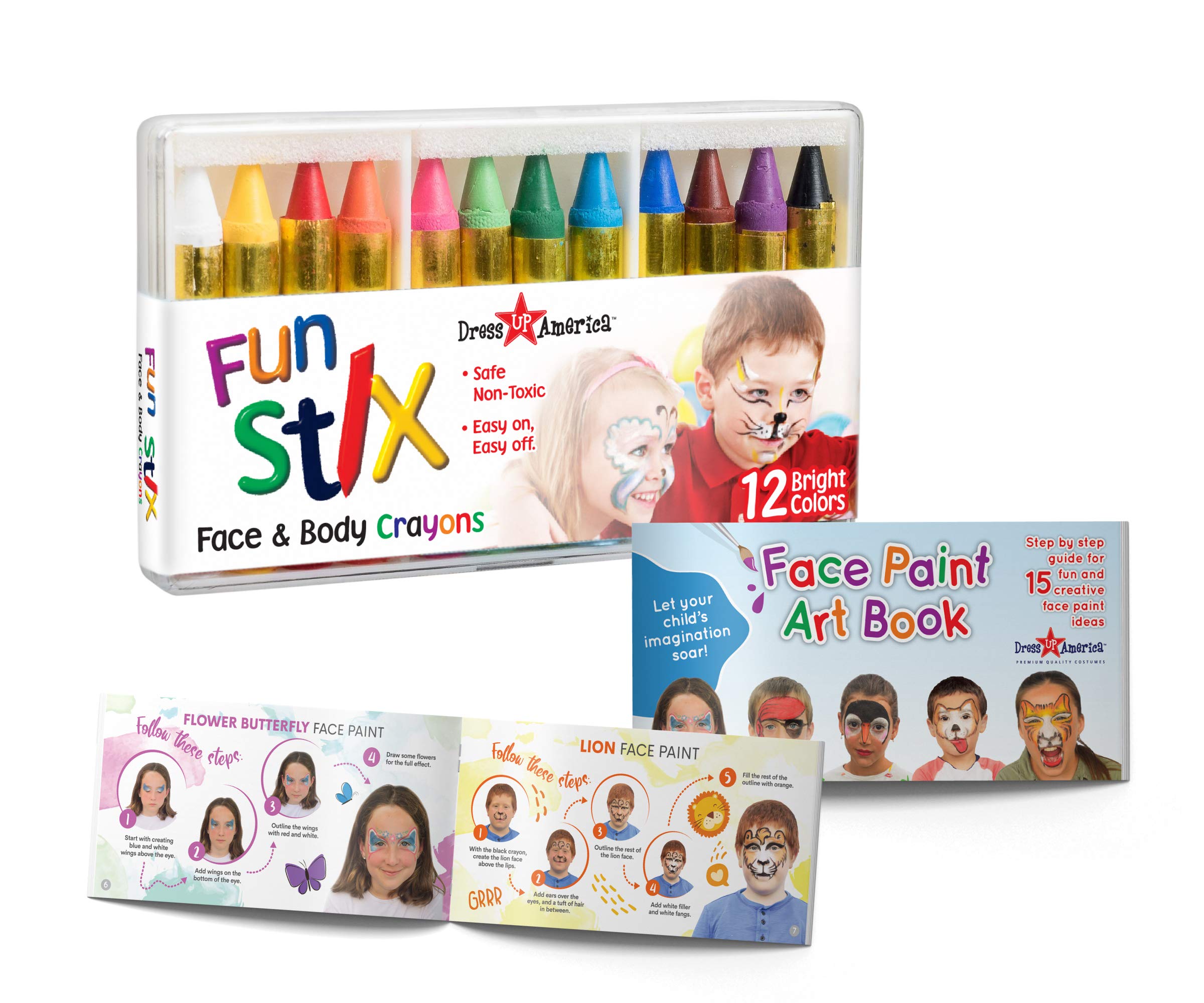 Foto 2 pulgar | Crayones De Pintura Facial Dress Up America Con Libro De Arte De 12 Colores - Venta Internacional.