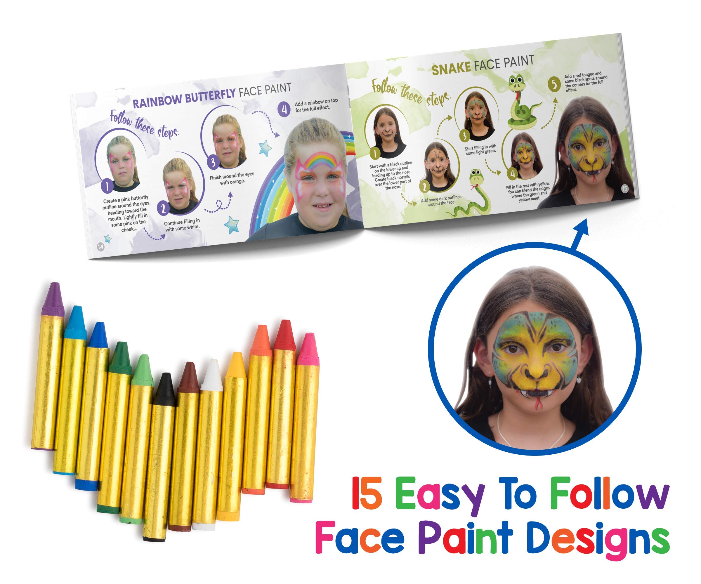 Foto 3 pulgar | Crayones De Pintura Facial Dress Up America Con Libro De Arte De 12 Colores - Venta Internacional.
