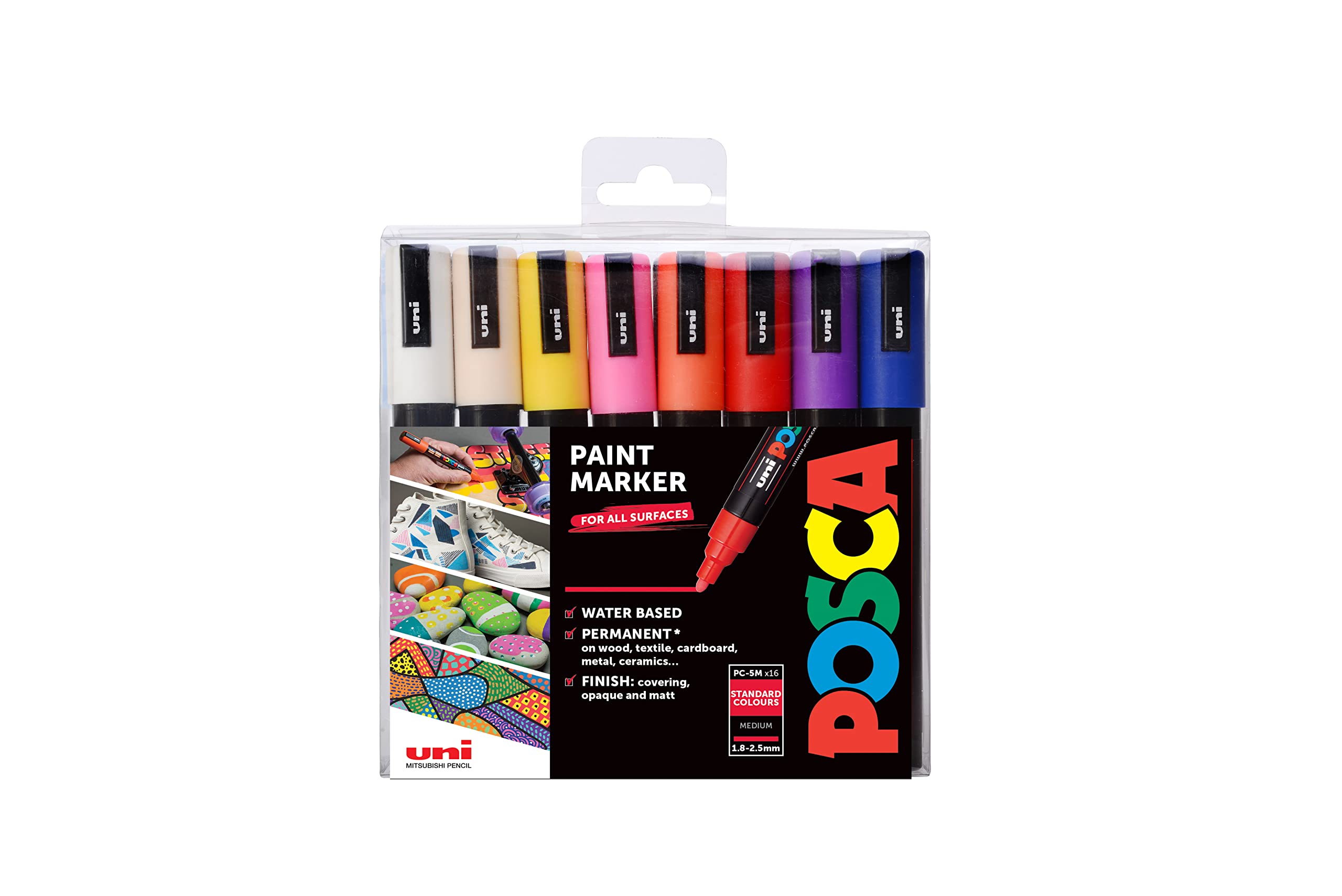 Foto 2 pulgar | Marcador De Pintura Posca 153544848, 2,5 Mm, Punta Redonda A Base De Agua, 16 Unidades - Venta Internacional.