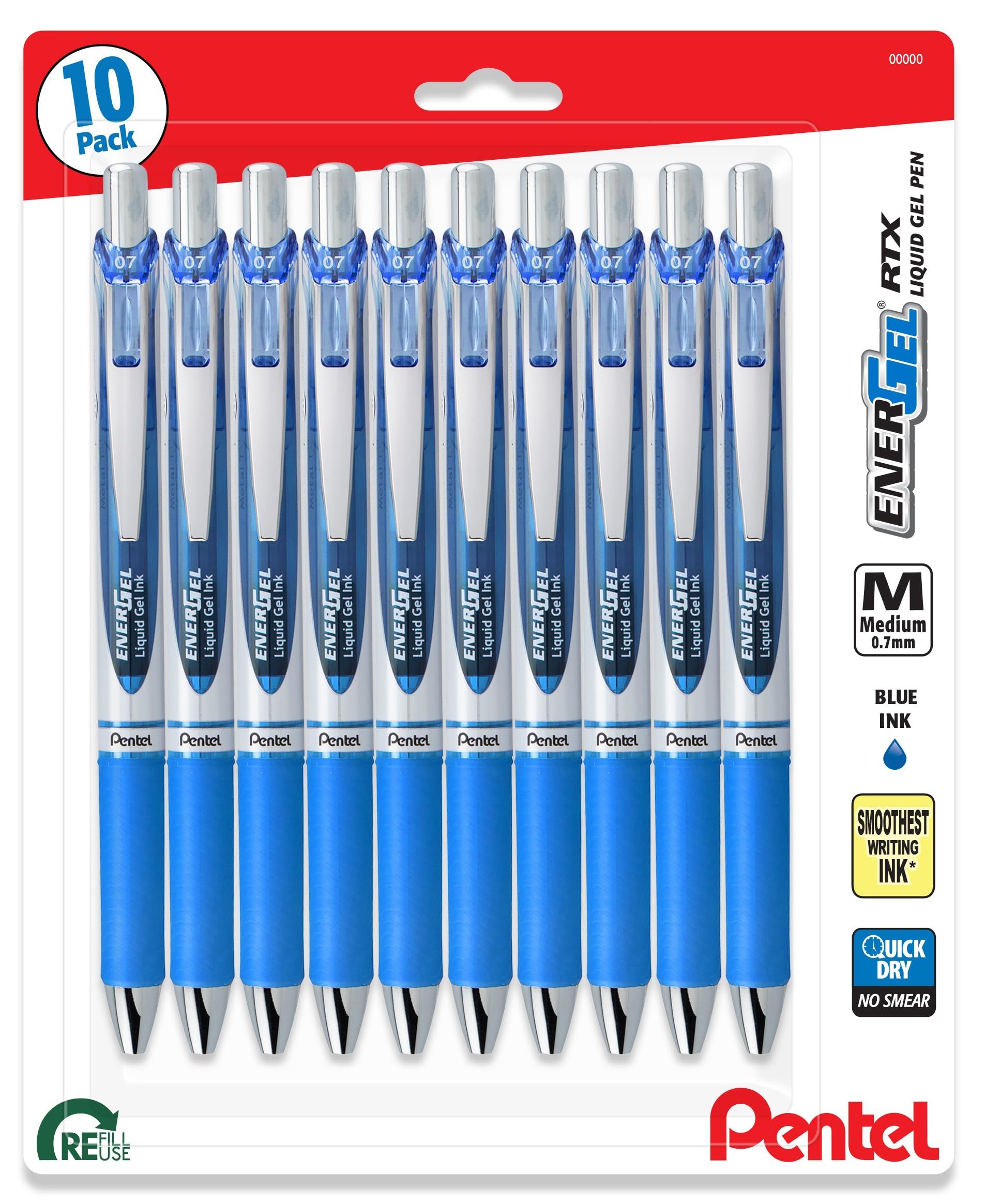 Foto 2 pulgar | Bolígrafos De Tinta De Gel Líquido Pentel Energel 0.7 Mm Rtx Blue X10 - Venta Internacional.